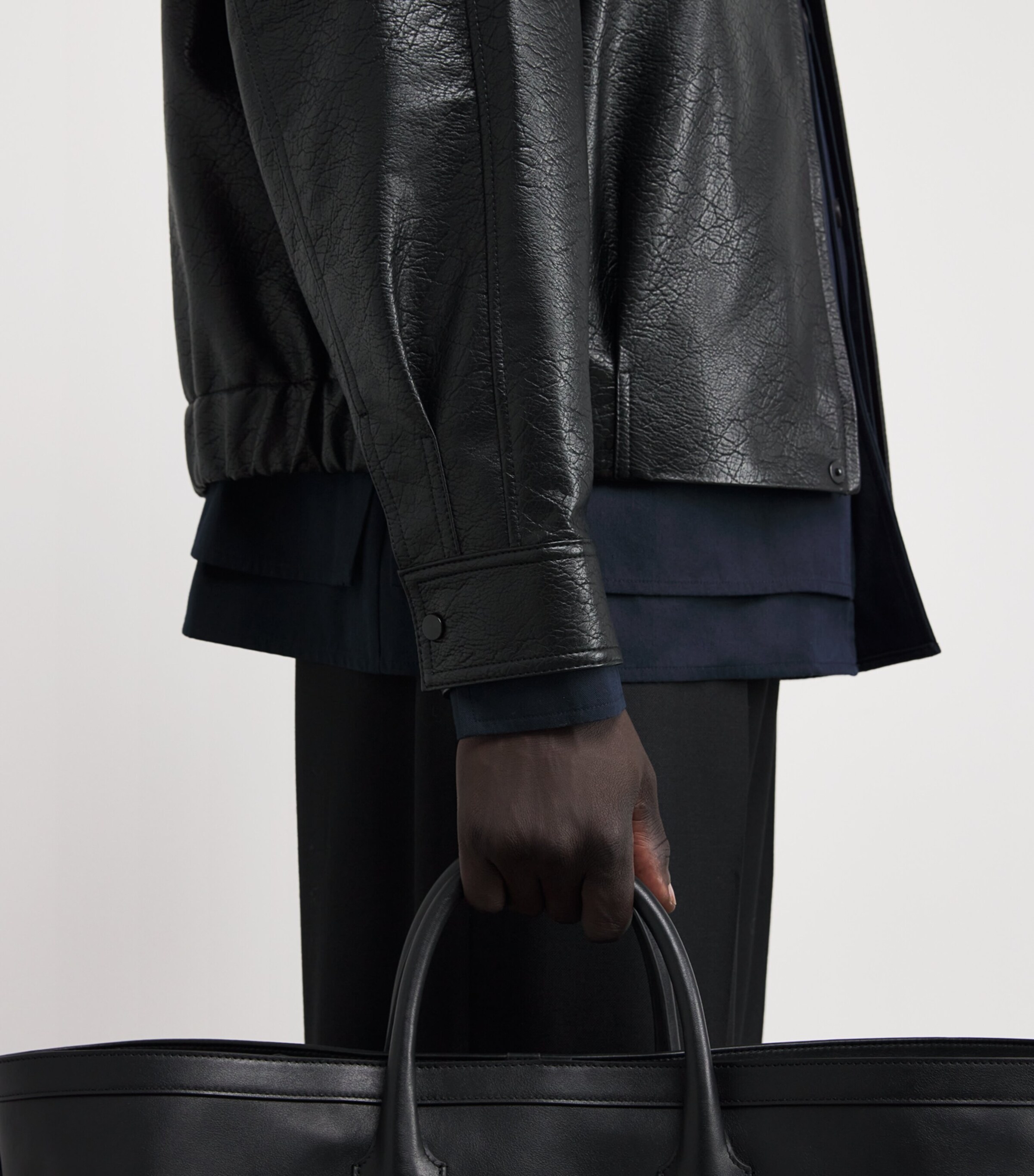 Le 17 Septembre Mens Faux Leather Jacket Black Image 6