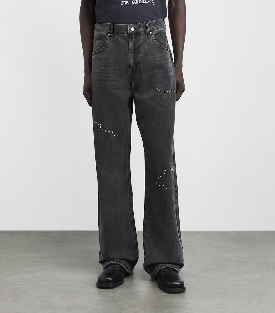 DOMREBEL Mens Jerk Bootcut Jeans Faded Black Image 4