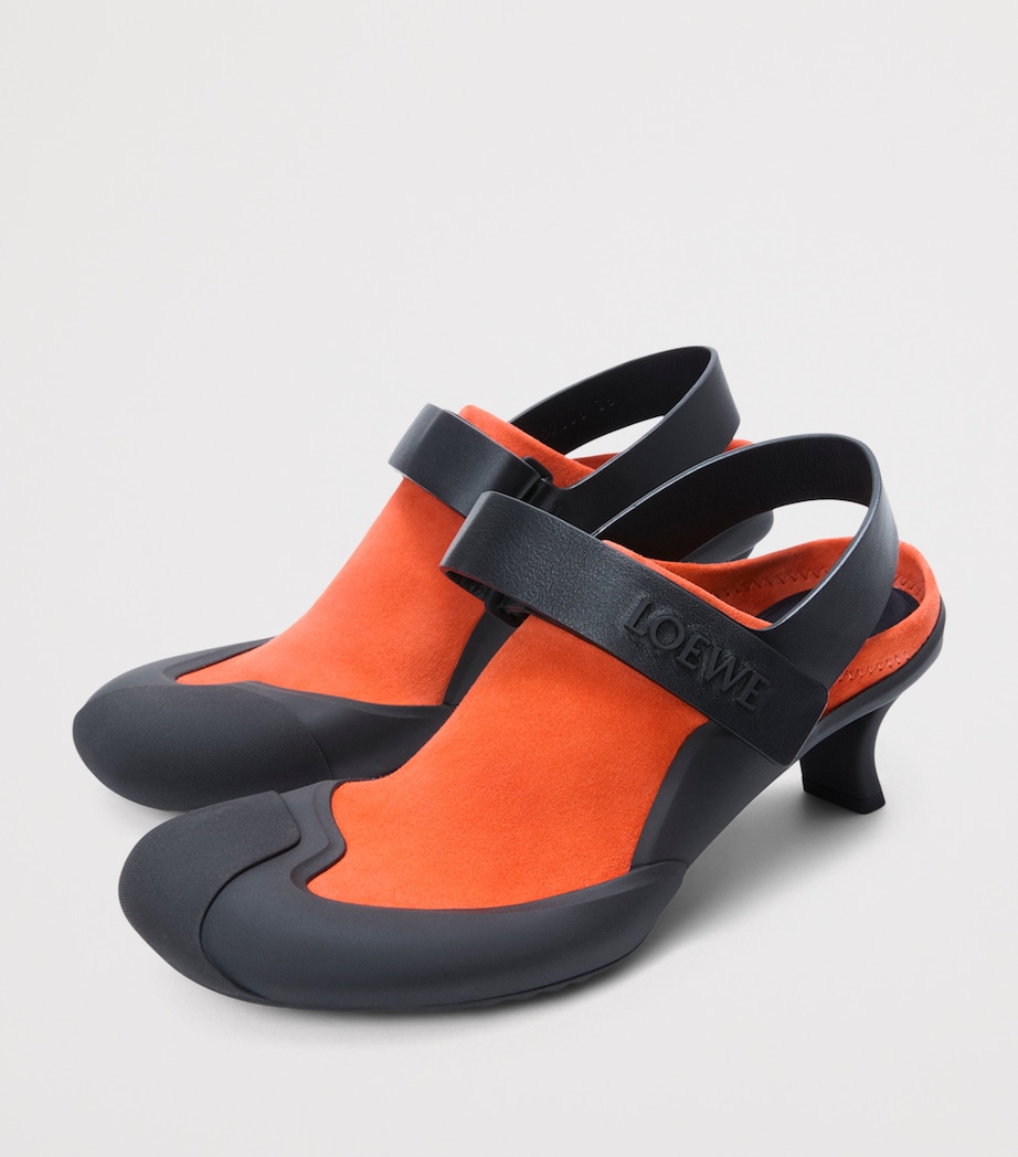 LOEWE Leather Dive Slingback Mules 45 Deep Saffron/black Image 3