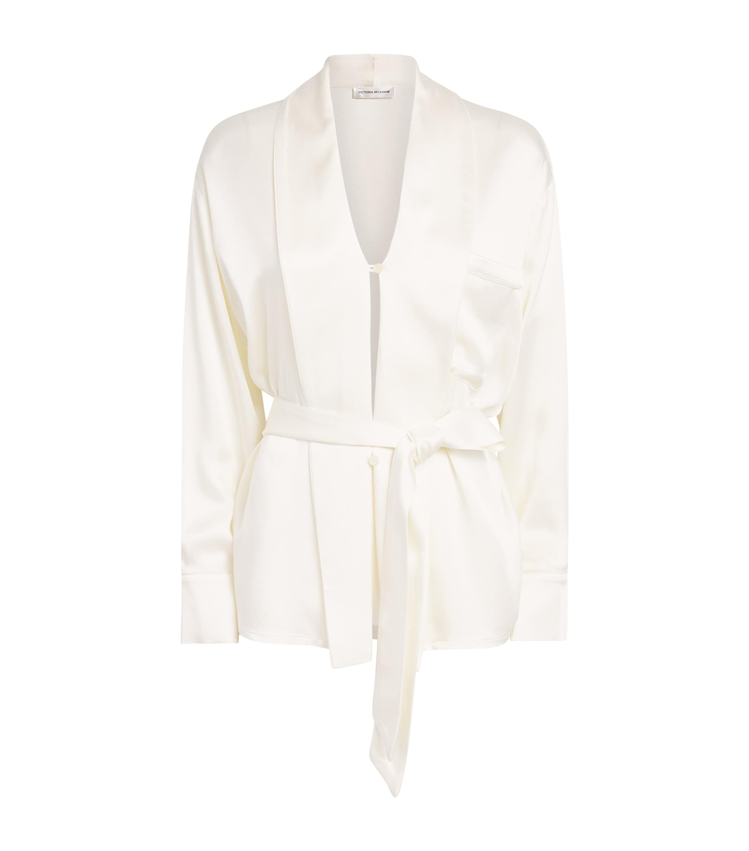 Victoria Beckham Womens Satin Crepe Alba Blouse Ivory Image 1