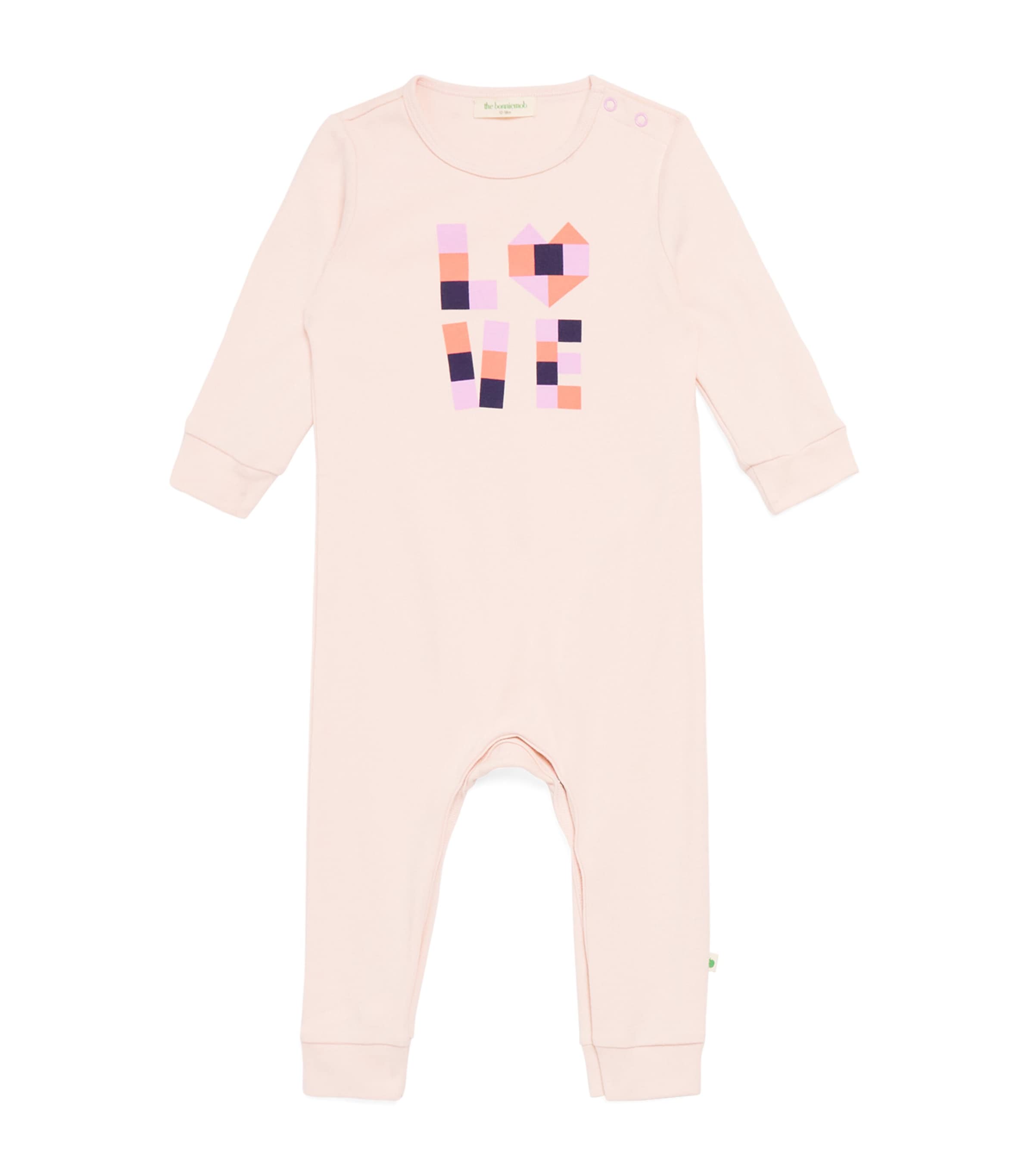 The Bonnie Mob Organic Cotton Love Print Playsuit In Neutral