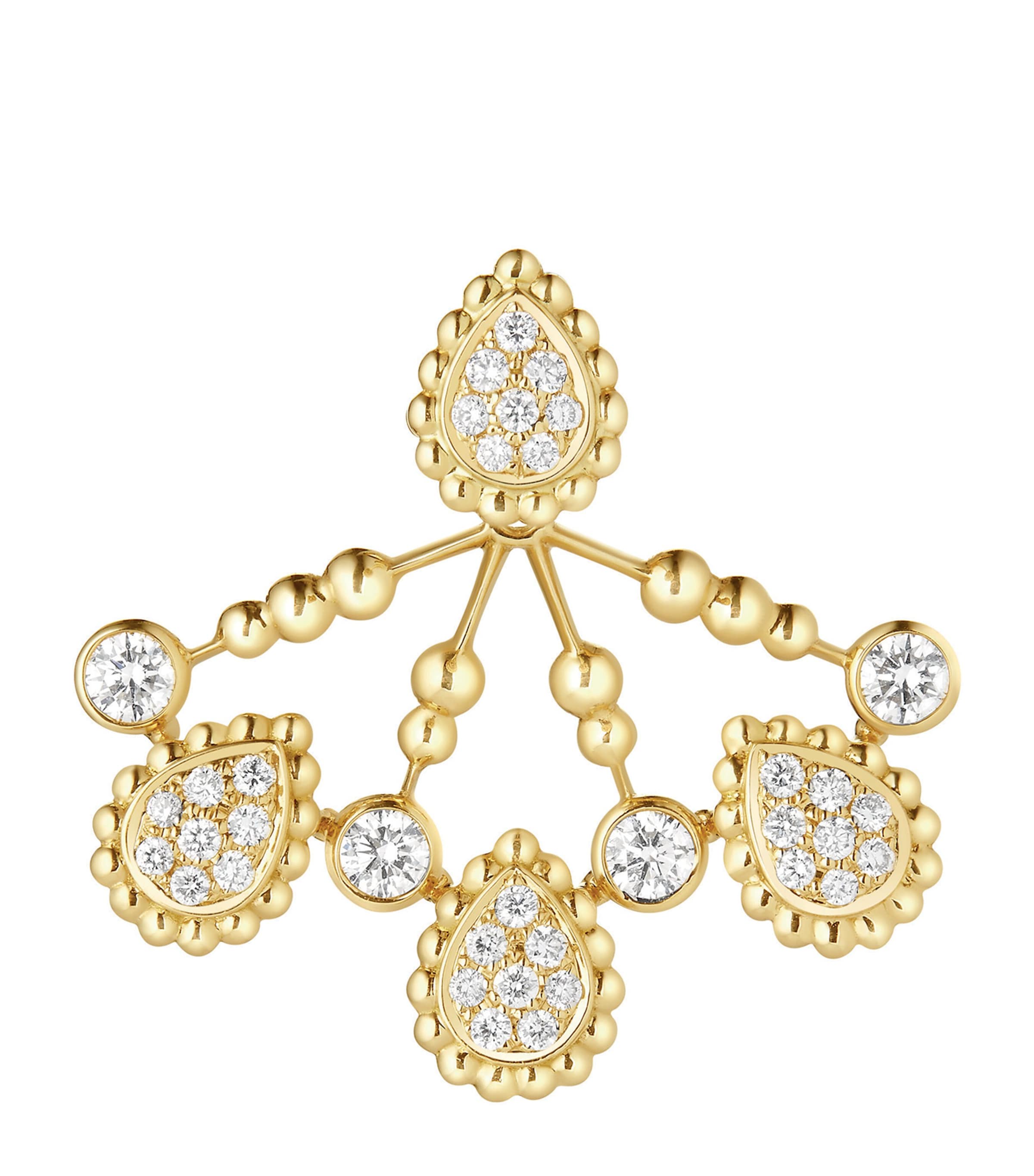 Boucheron Yellow Gold Serpent Boheme Stud Earring With Diamond Extra-small Motif, Single In Gold