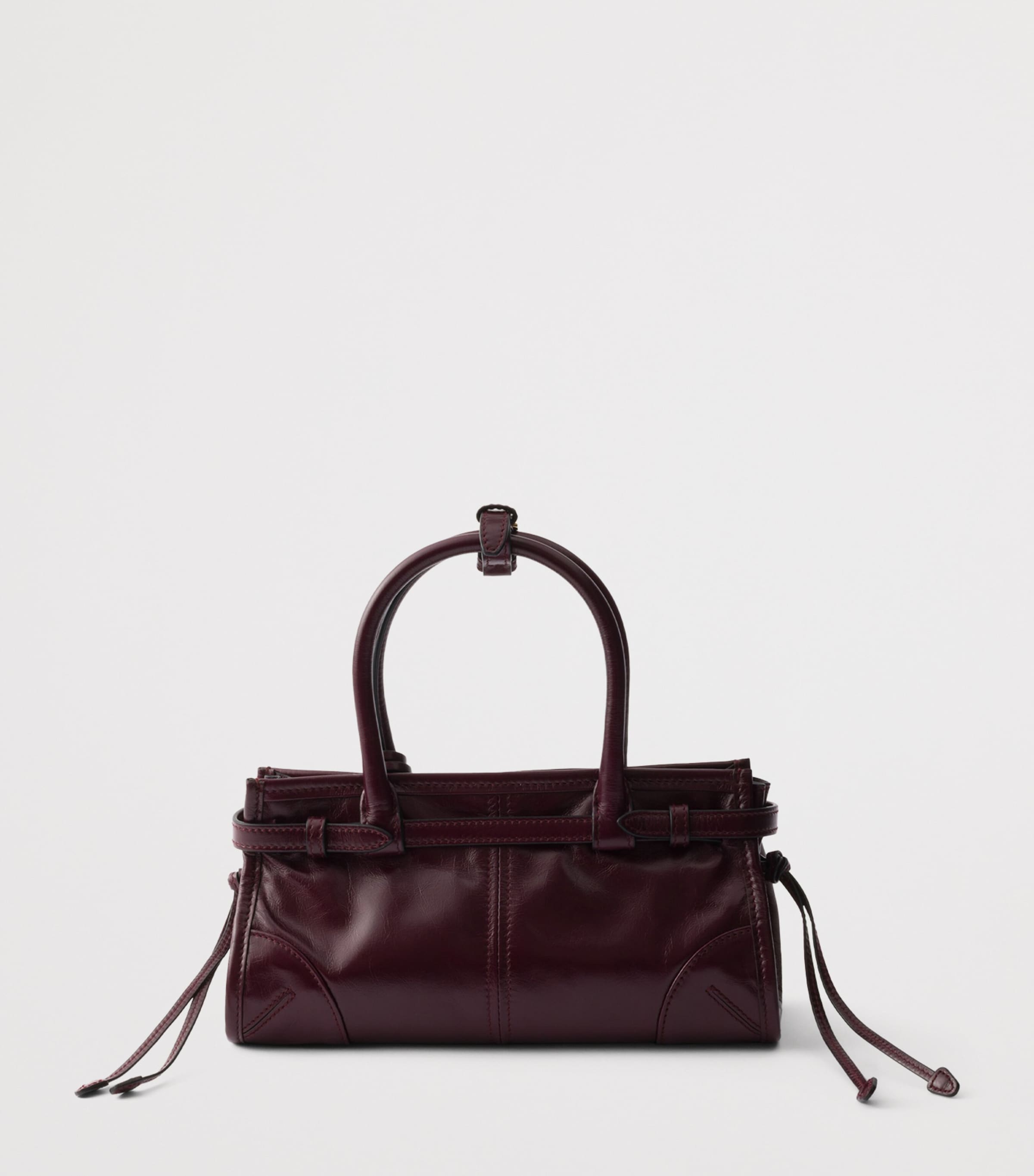 Prada Mini Leather Bonnie Shoulder Bag Burgundy Image 3