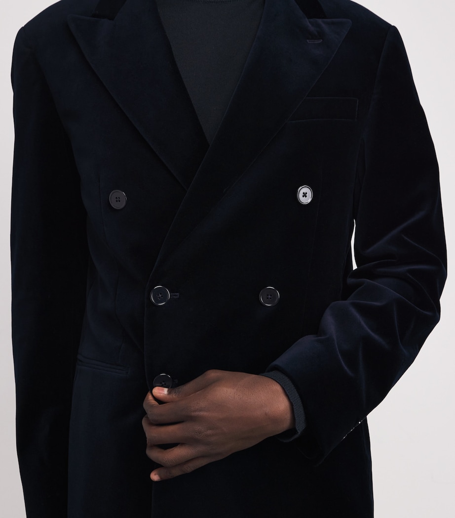 Velvet Double Breasted Blazer NAVY Image 6