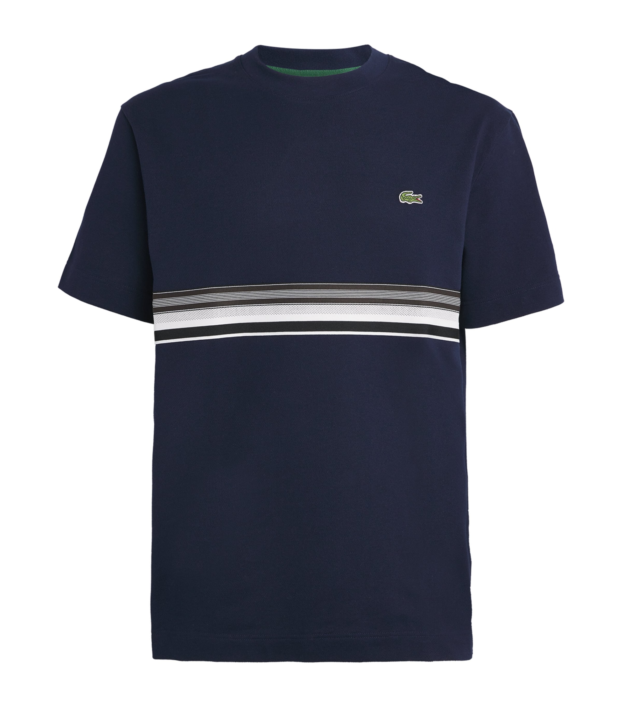 Lacoste Block Stripe T Shirt Navy In Blue