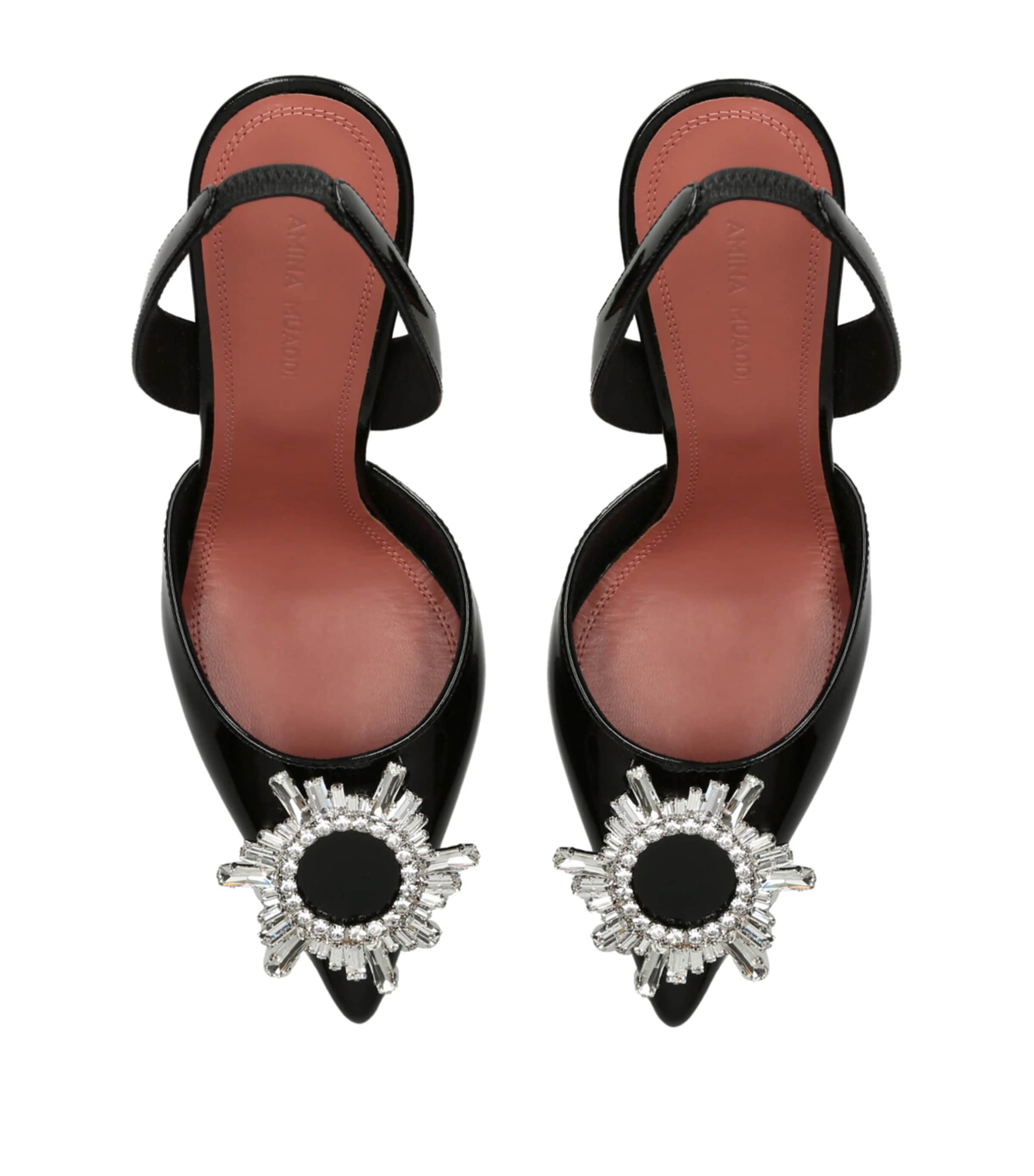 Amina Muaddi Leather Begum Slingback Pumps 95 Black Image 3