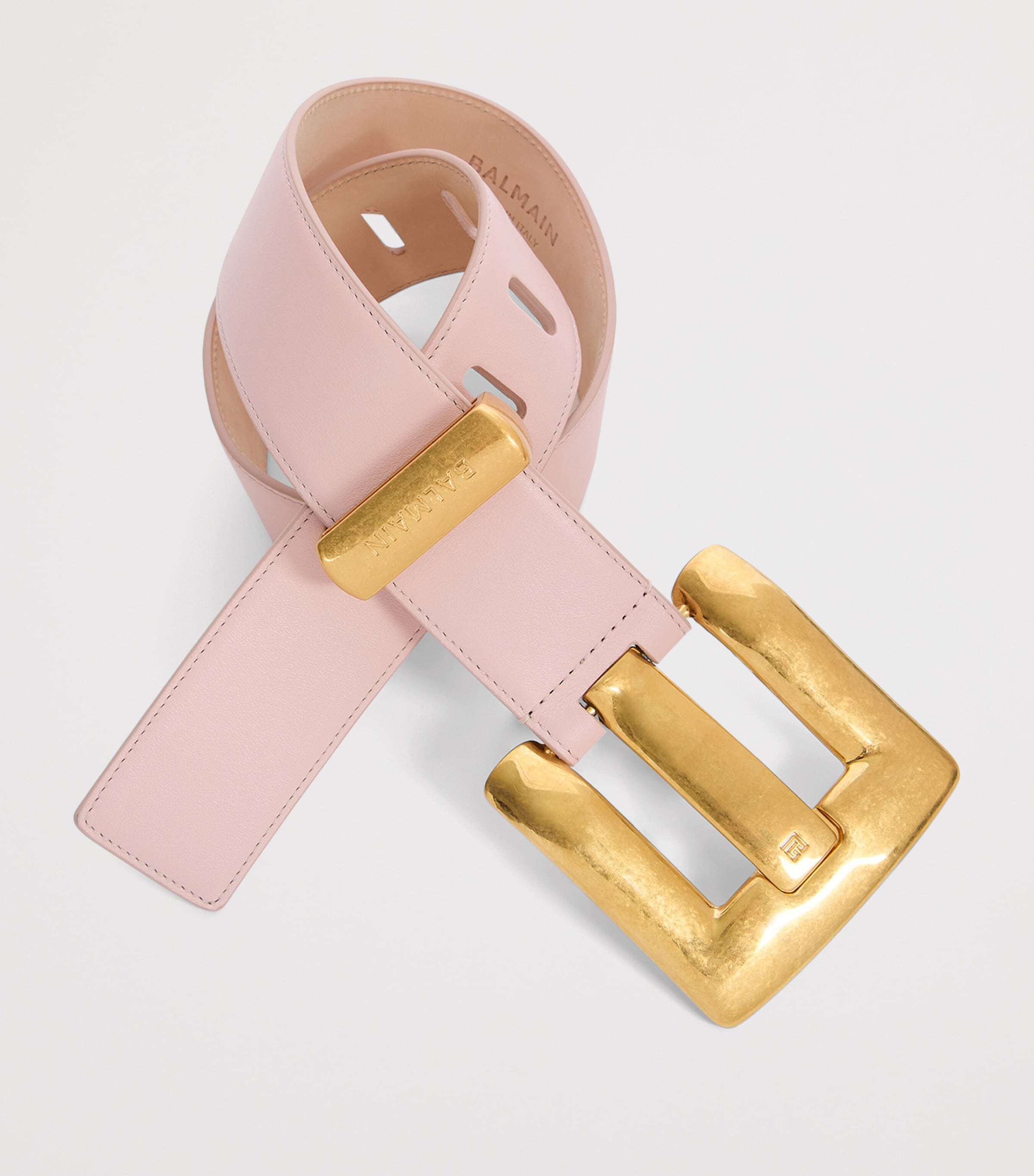 Balmain Leather Anthem Belt Rose Pale Image 3