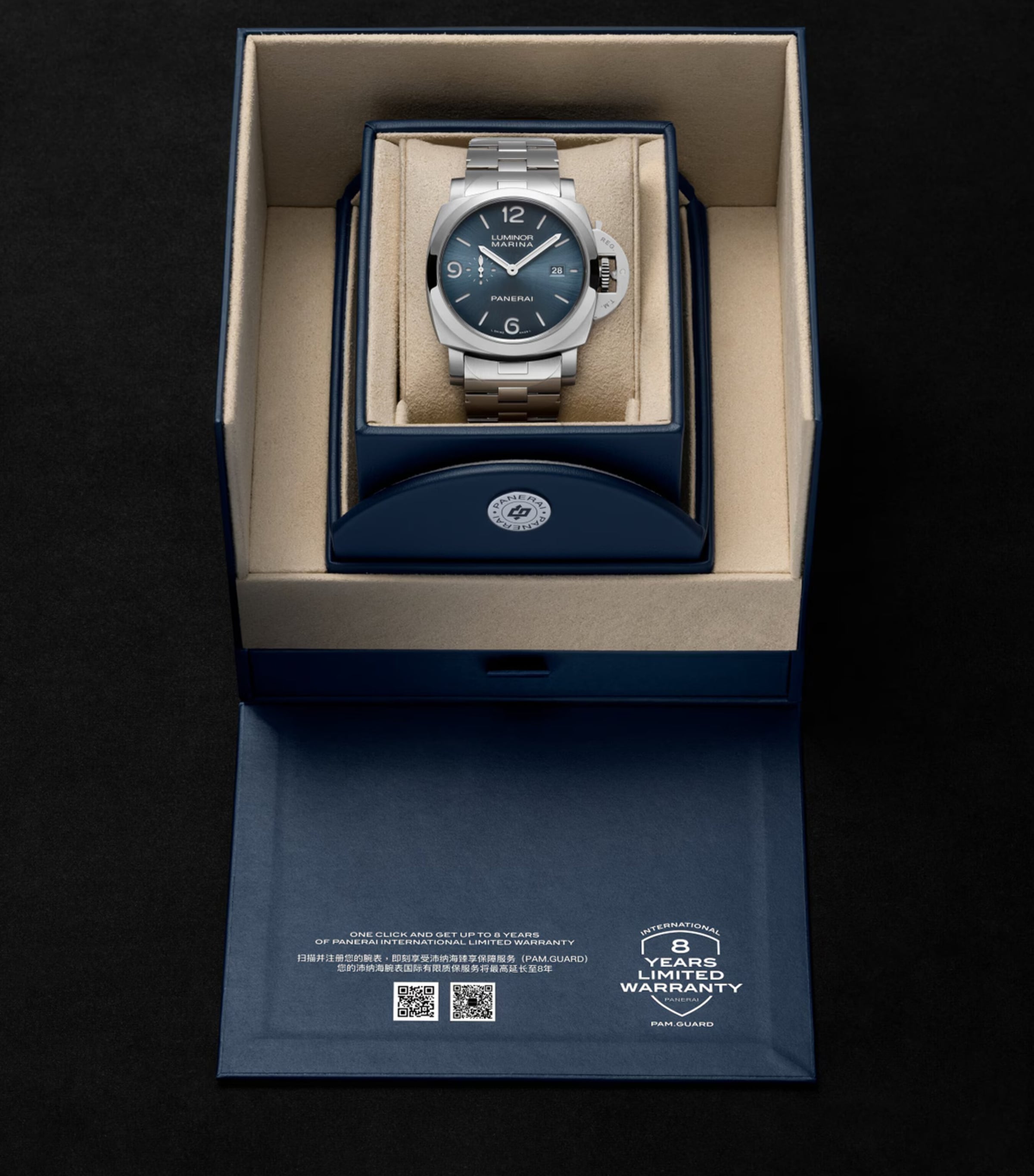 Panerai Stainless Steel Luminor Marina Watch 44mm Blue Image 6