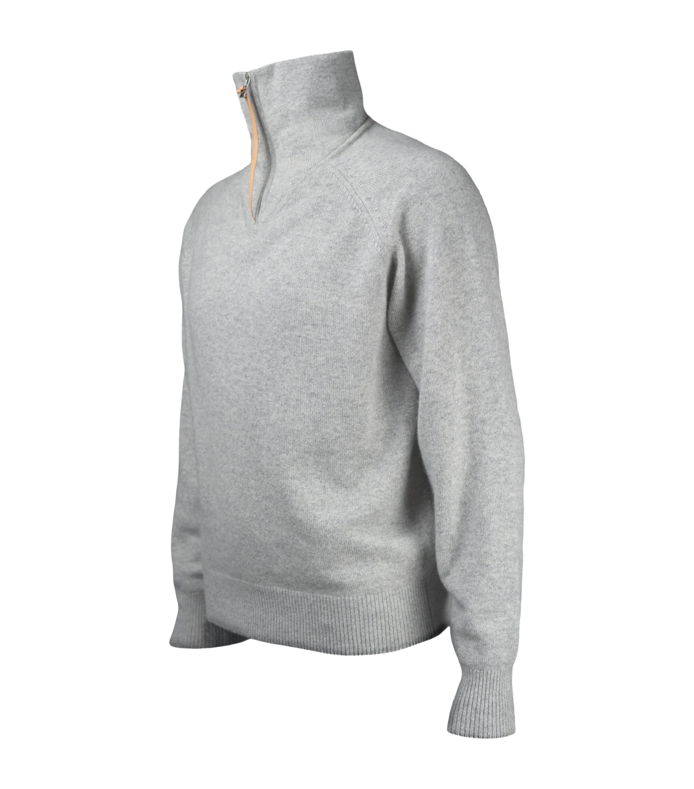 Alan Scott Mens Cashmere Quarter-Zip Sweater Silver Image 3