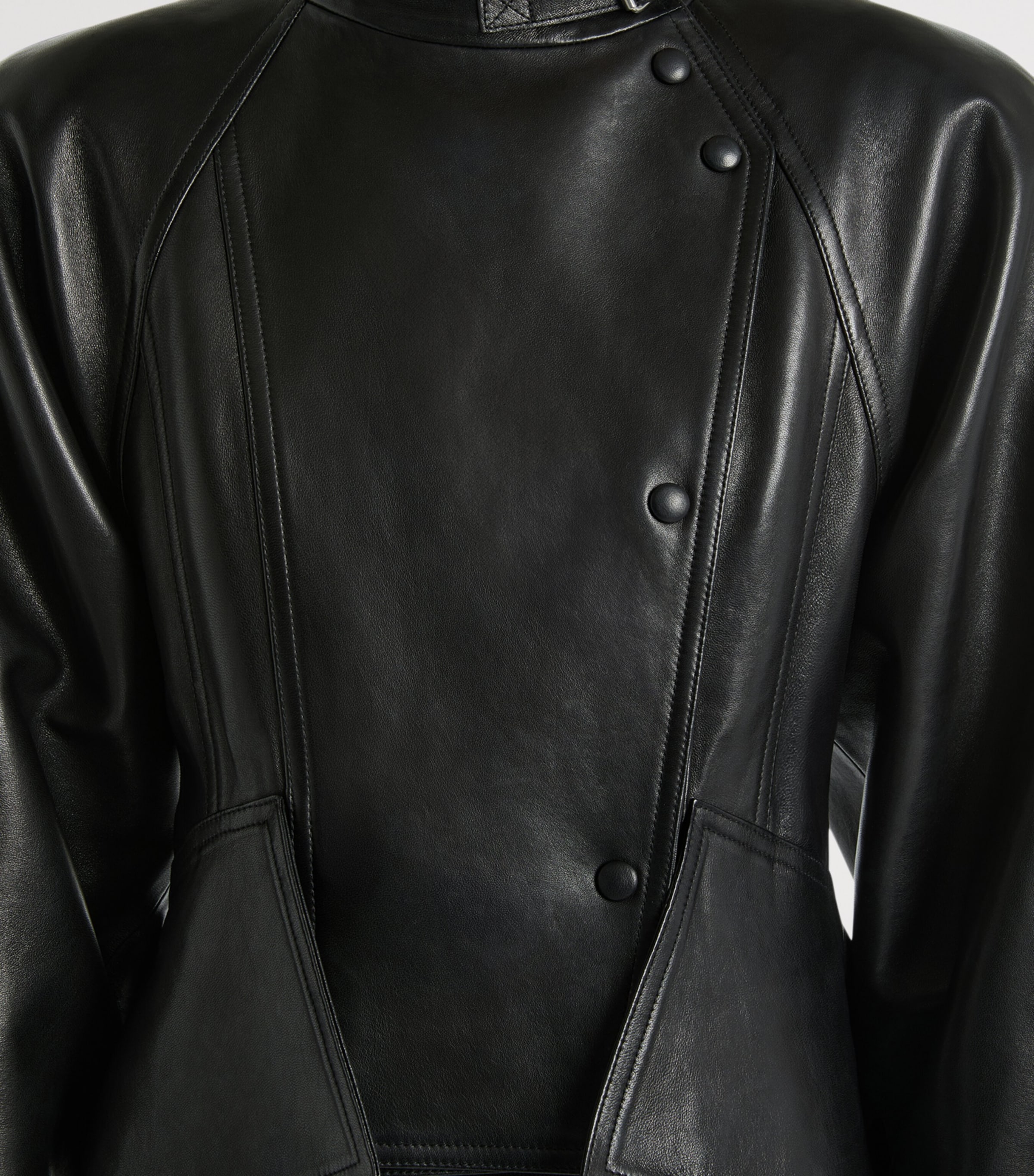 Balmain Womens Lambskin Leather Jacket Noir Image 7