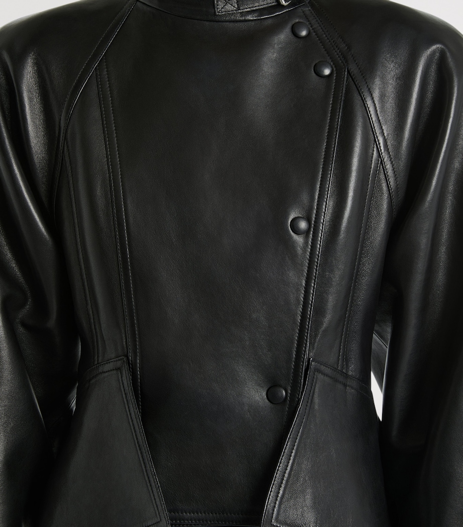 Balmain Womens Lambskin Leather Jacket Noir Image 7