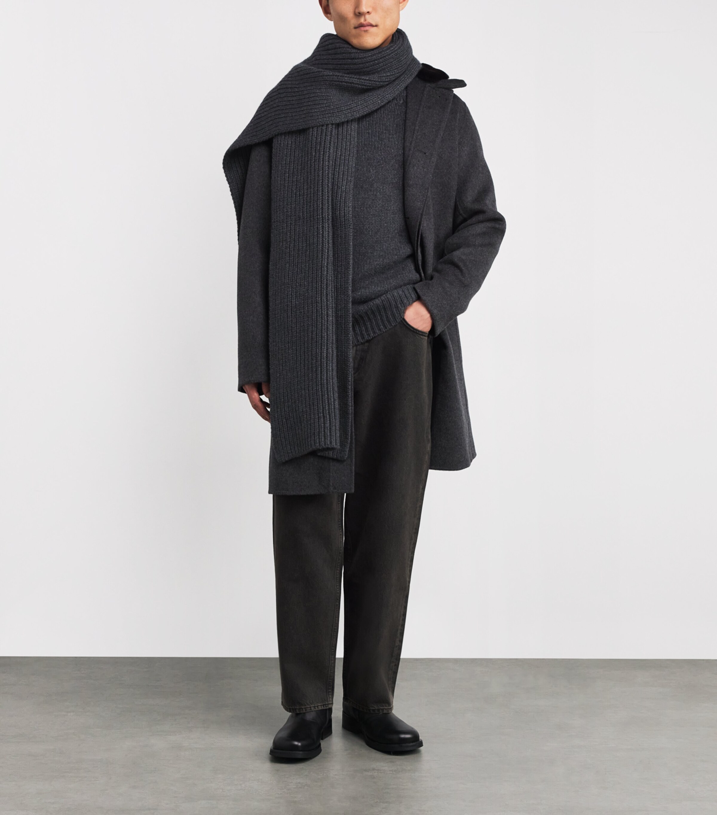 Yves Salomon Mens Cashmere Scarf Thunderstorm Image 2