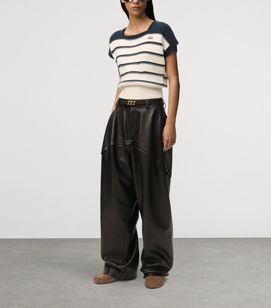 LOEWE Womens Cotton-Wool Stripe Sweater White/navy Blue Image 2