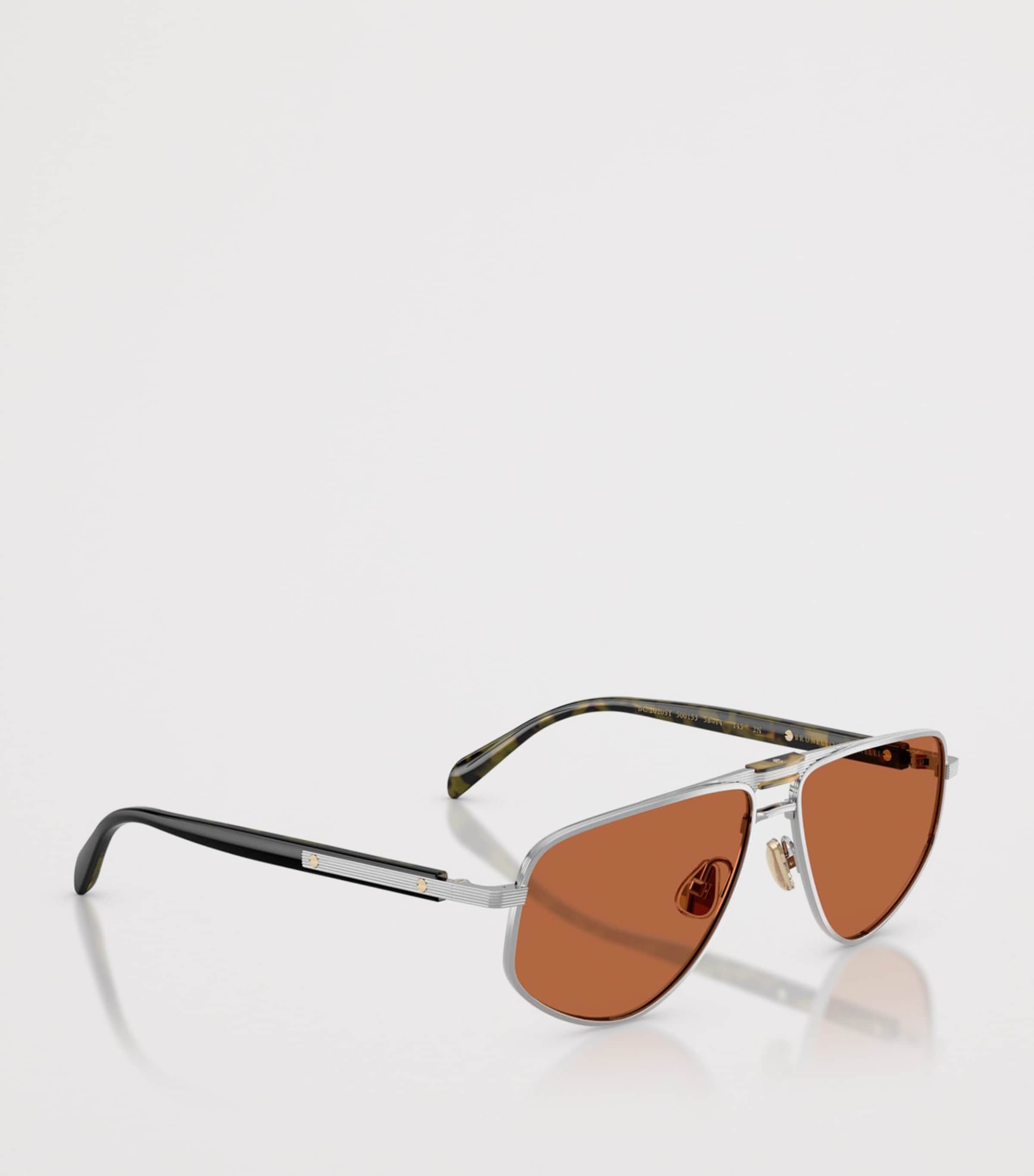 Brunello Cucinelli Titanium Dike Aviator Sunglasses Clear Image 6