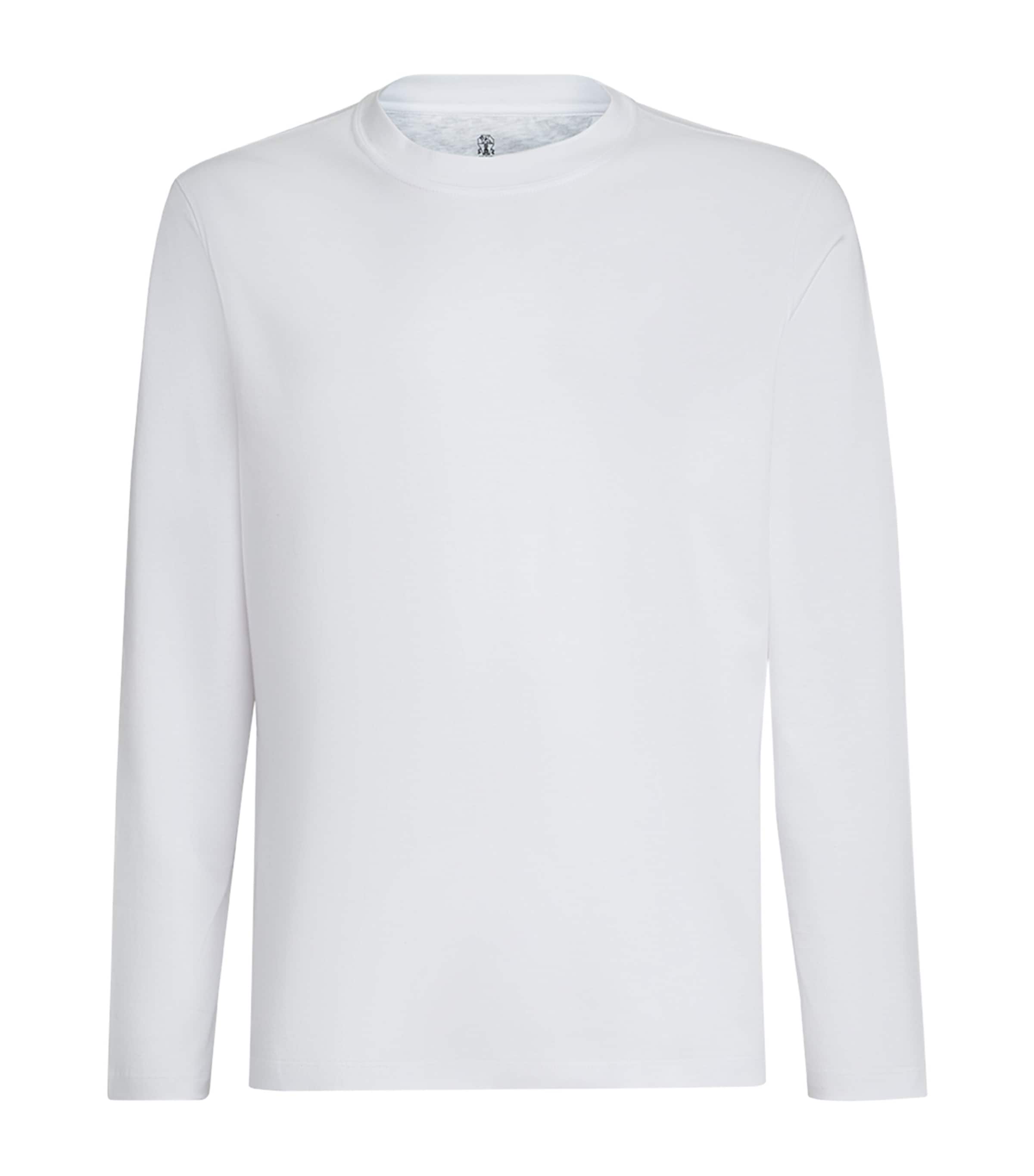 Brunello Cucinelli Mens Cotton Long-Sleeve T-Shirt White Image 1