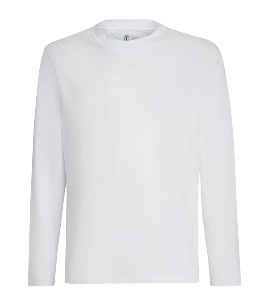 Brunello Cucinelli Mens Cotton Long-Sleeve T-Shirt White Image 1