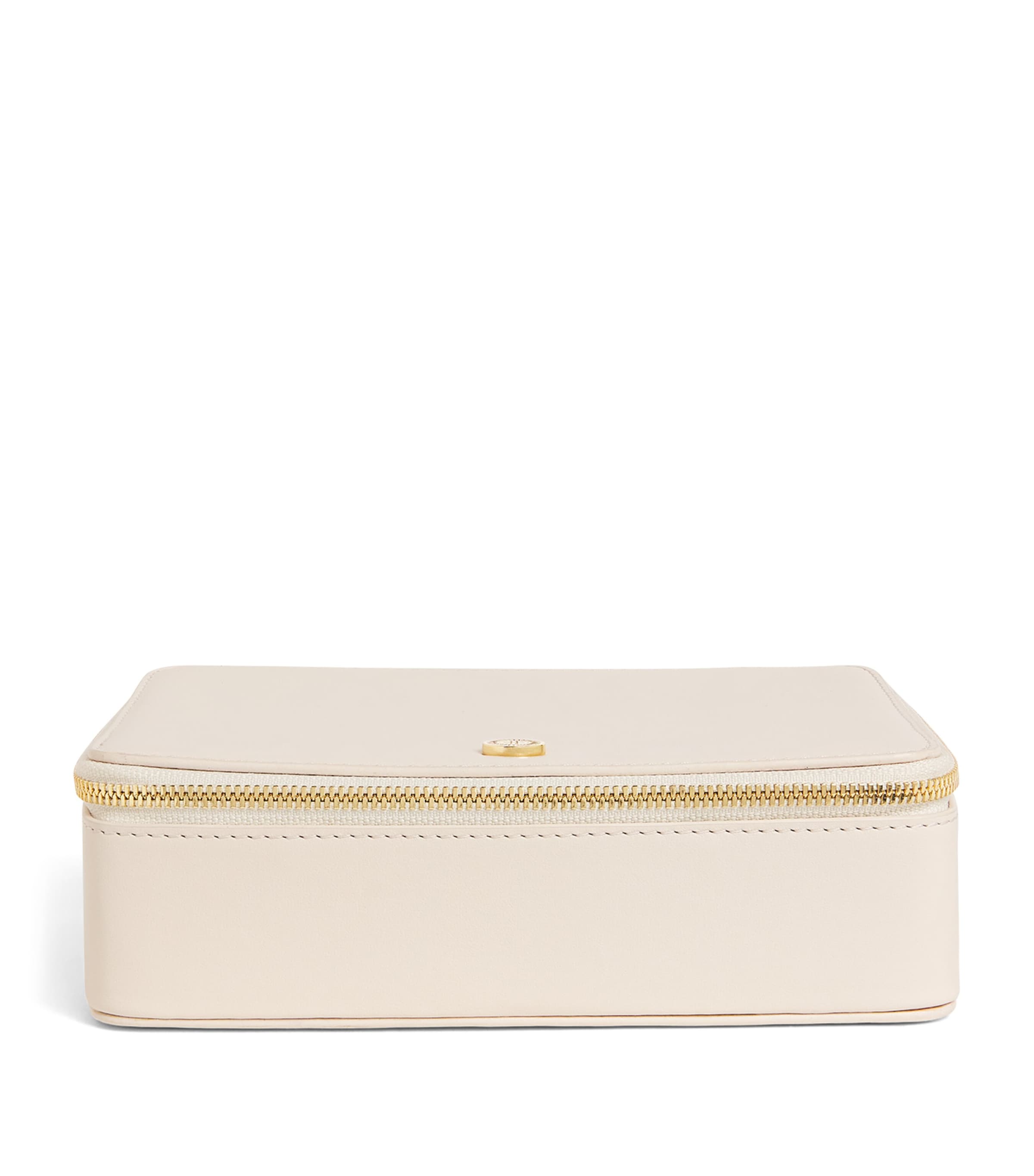 Harrods Large Pebbled Leather Trinket Box In Beige