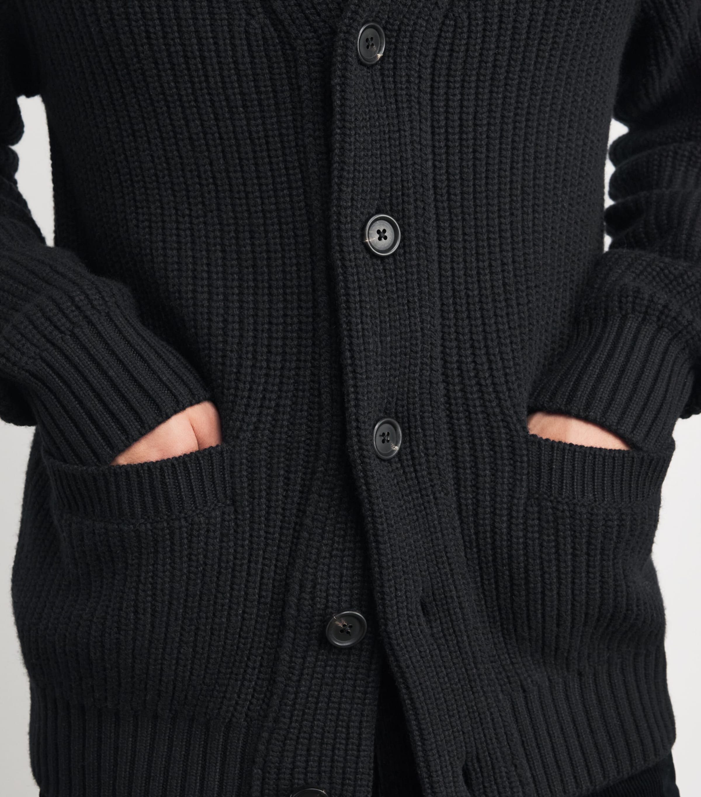 Cashmere Shawl-Collar Cardigan BLACK Image 6