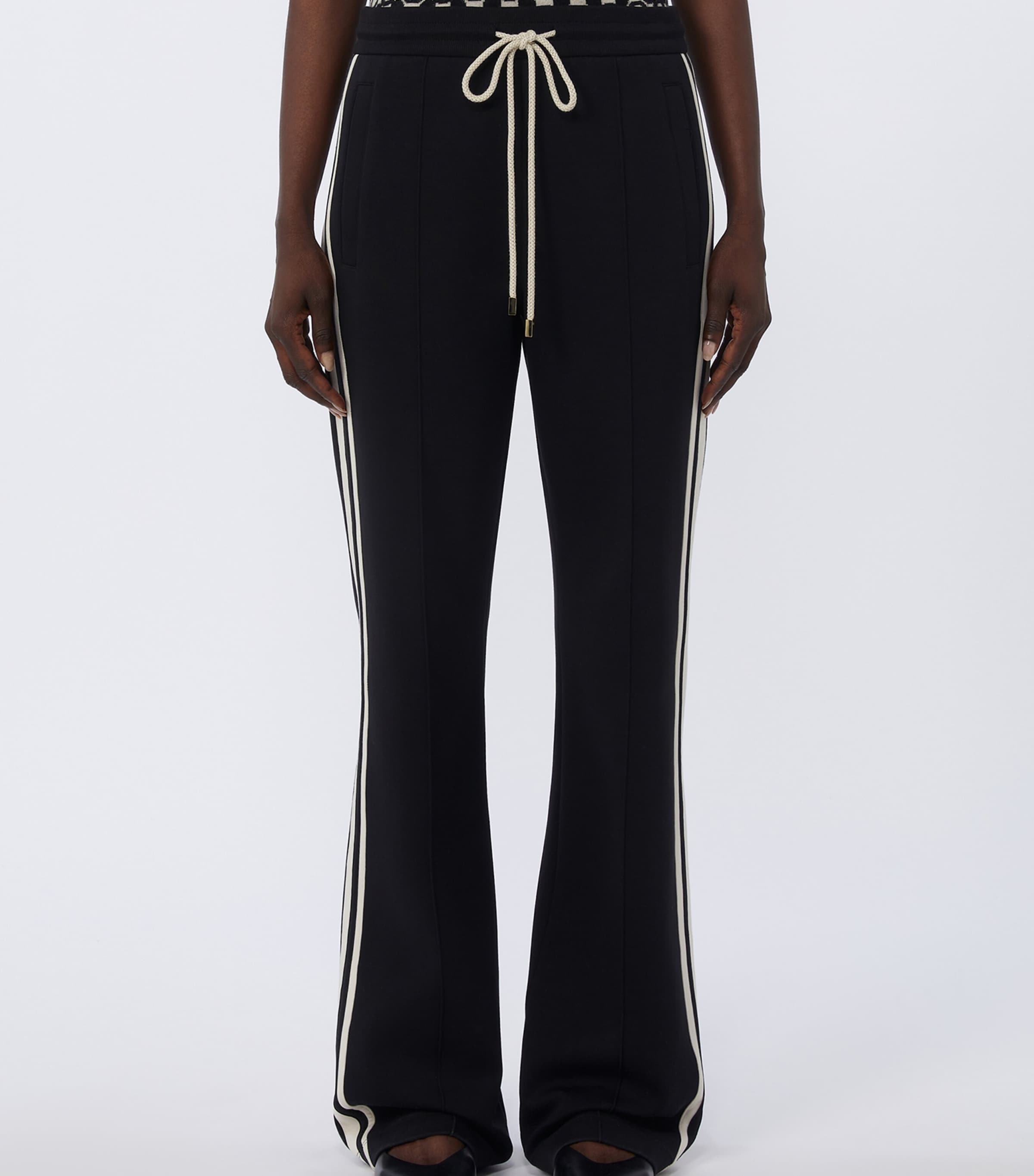 Max Mara Womens Cotton-Blend Flared Sweatpants Black Image 3