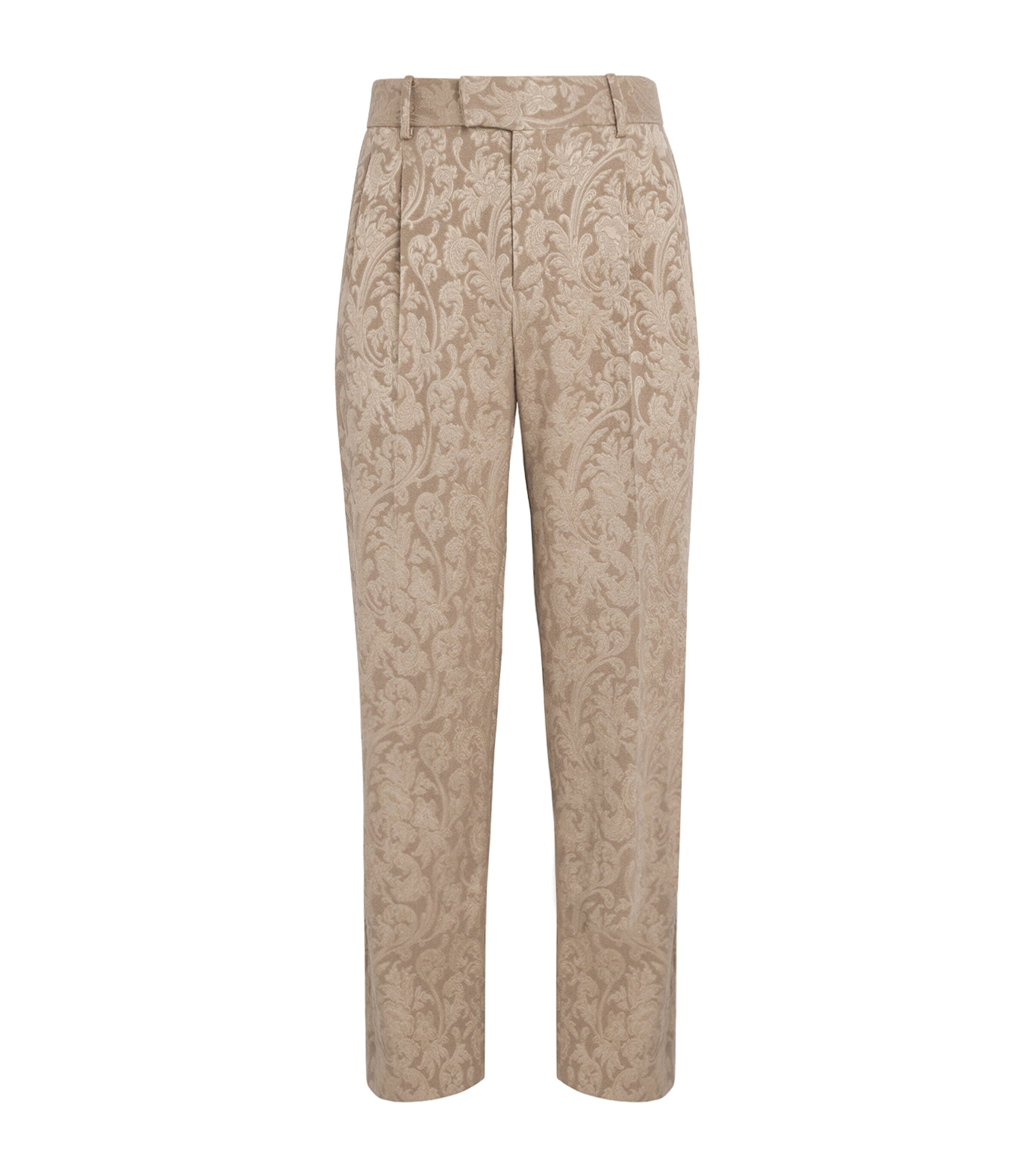 Jacquard Pleated Trousers BEIGE Image 1