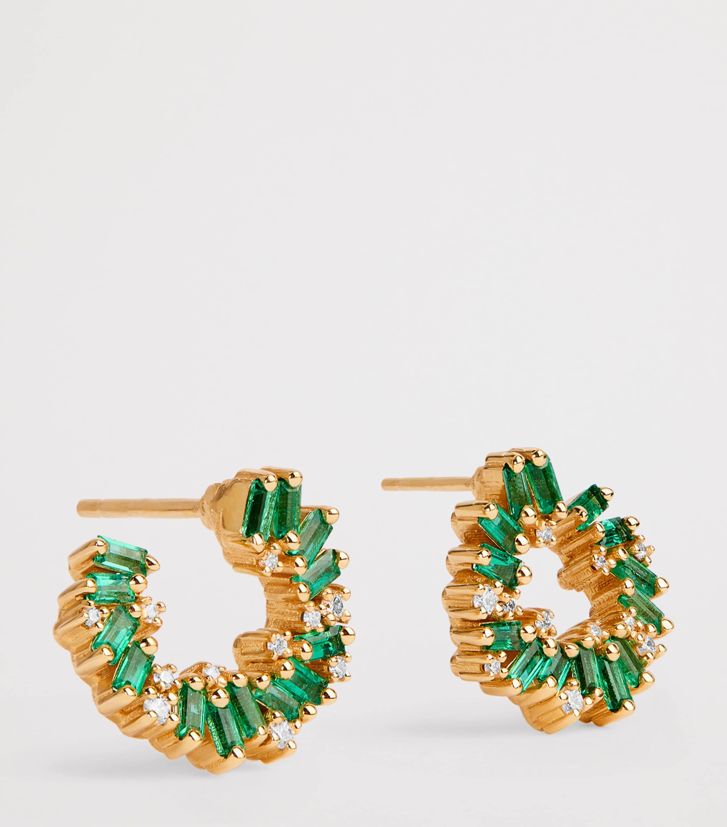 Yellow Gold, Emerald and Diamond Frenzy Spiral Earrings 18K YG/EMER Image 3