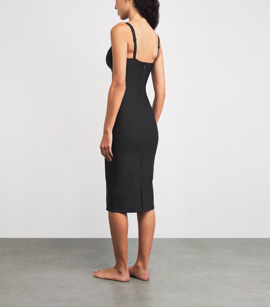 skims black midi dress SMOOTH LAYERS SQUARE NECK MIDI DRESS | OBSIDIAN
