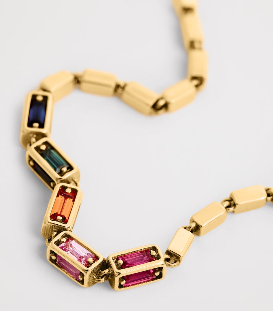 Medium Rose Gold and Sapphire Block-Chain Bracelet 18K RG/RS Image 4