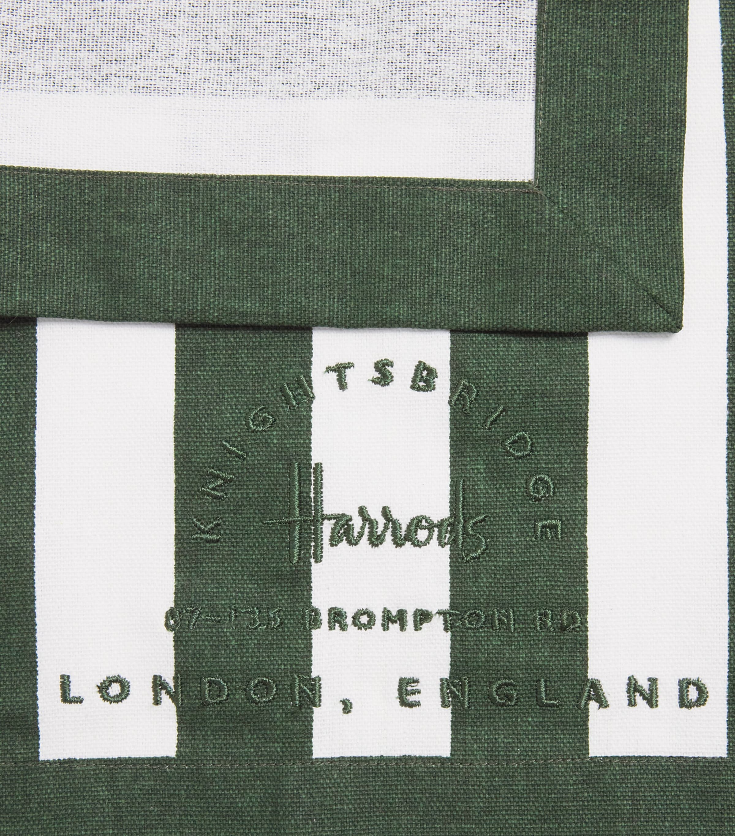 Set of 4 Cotton Stripe Napkins GREEN Image 3