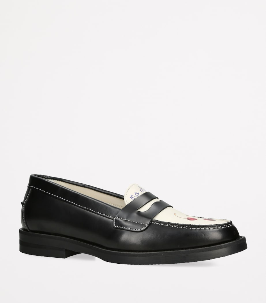 Leather Cherry Wilde Penny Loafers BLK/WHITE Image 3