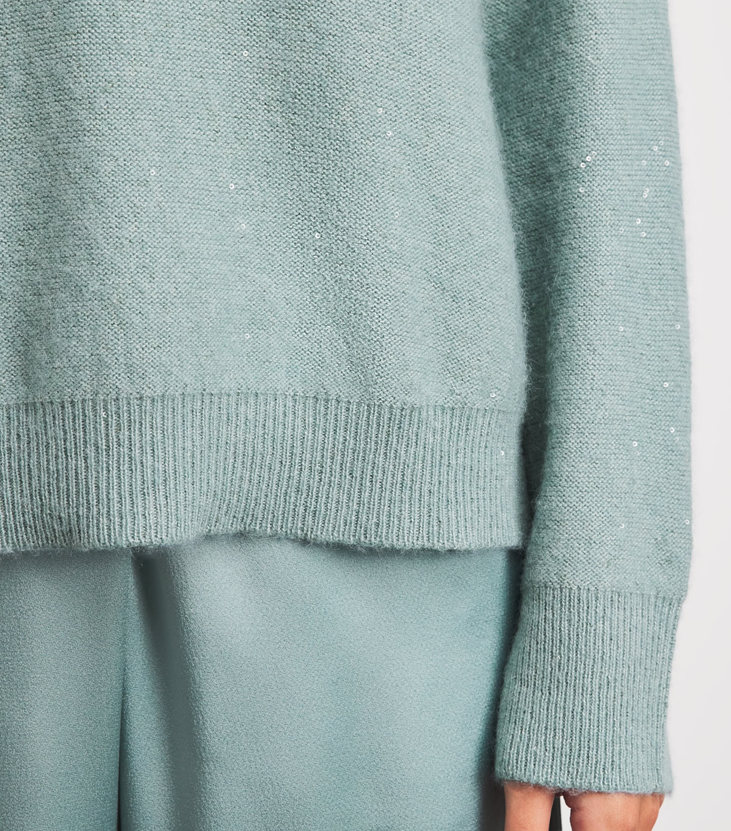 Fabiana Filippi Womens Sequin-Embellished Sweater Verde Image 3