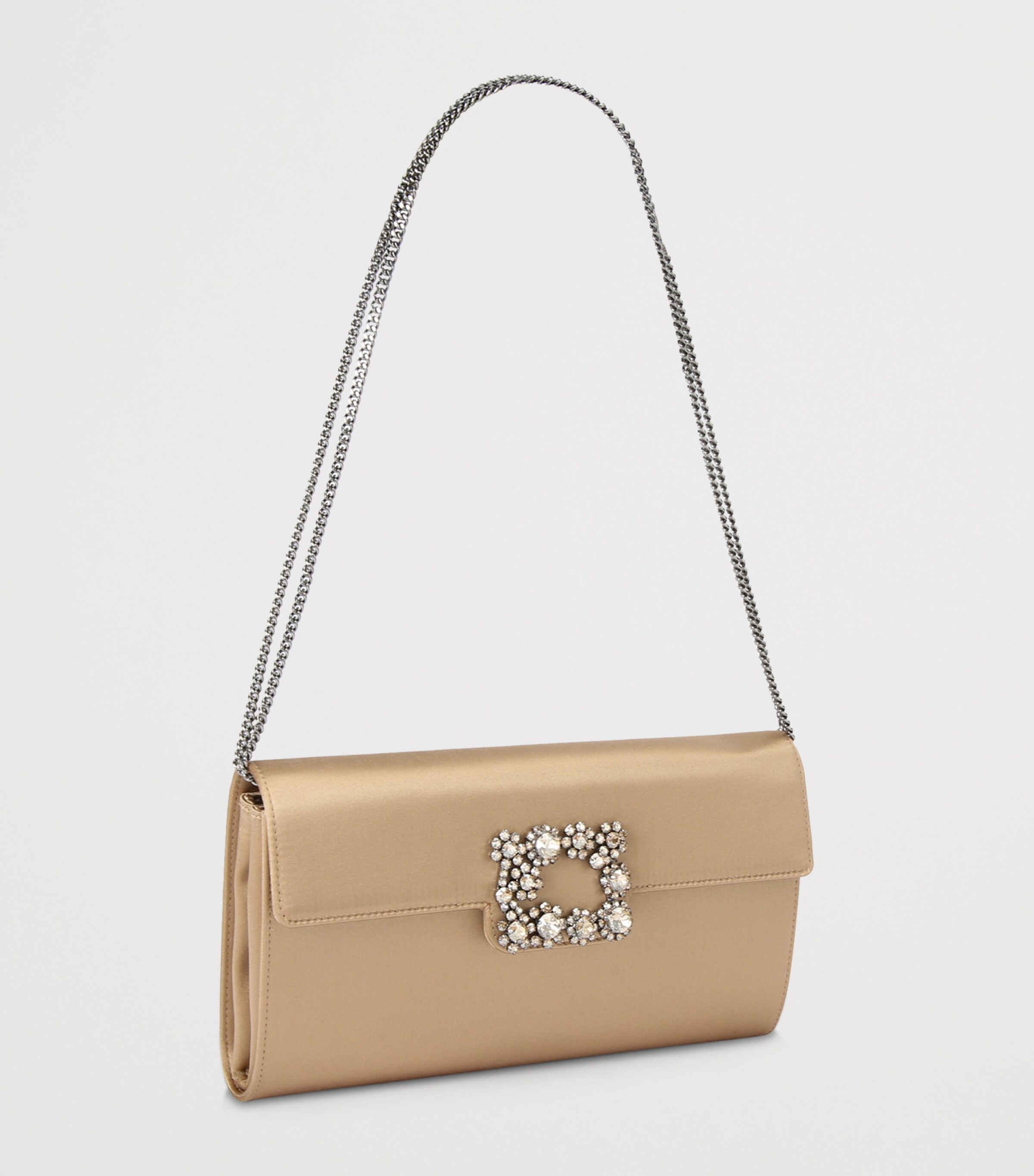 Roger Vivier Satin Efflorescence Envelope Clutch Bag Beige Oth Image 3