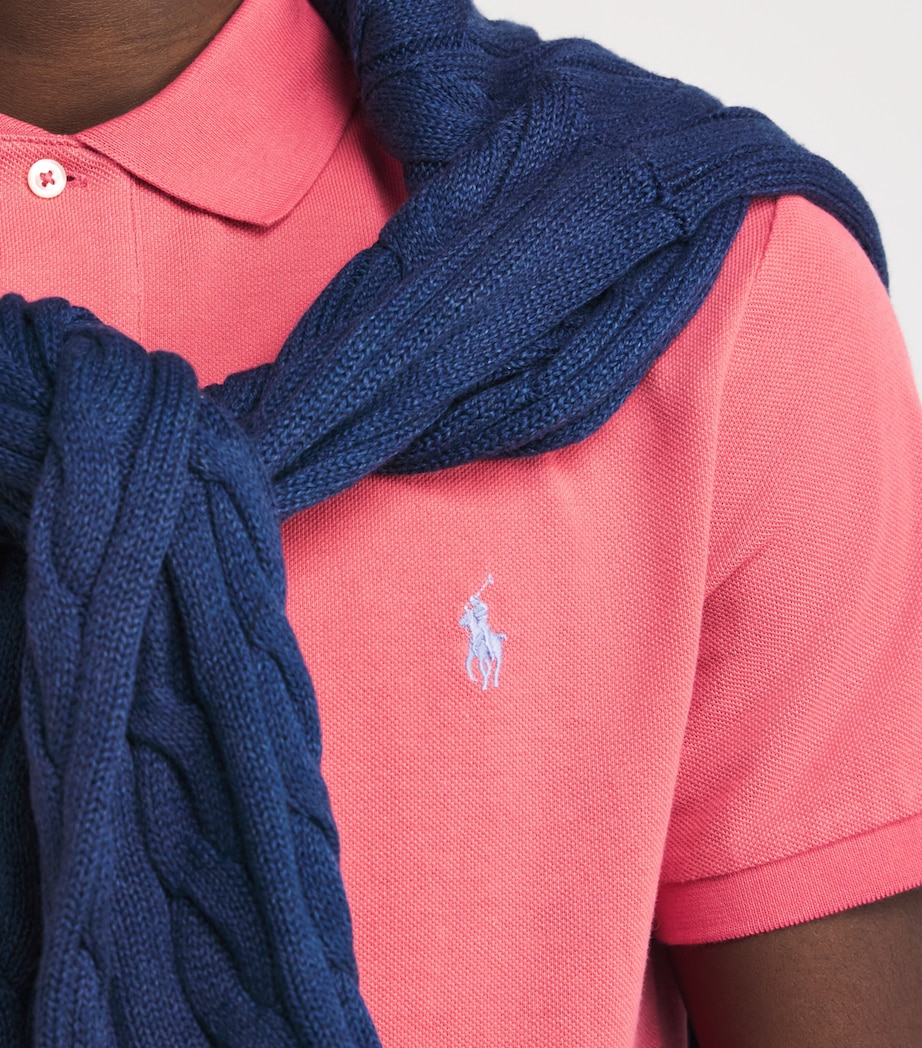 Cotton Mesh Slim Polo Shirt RED SKY Image 6