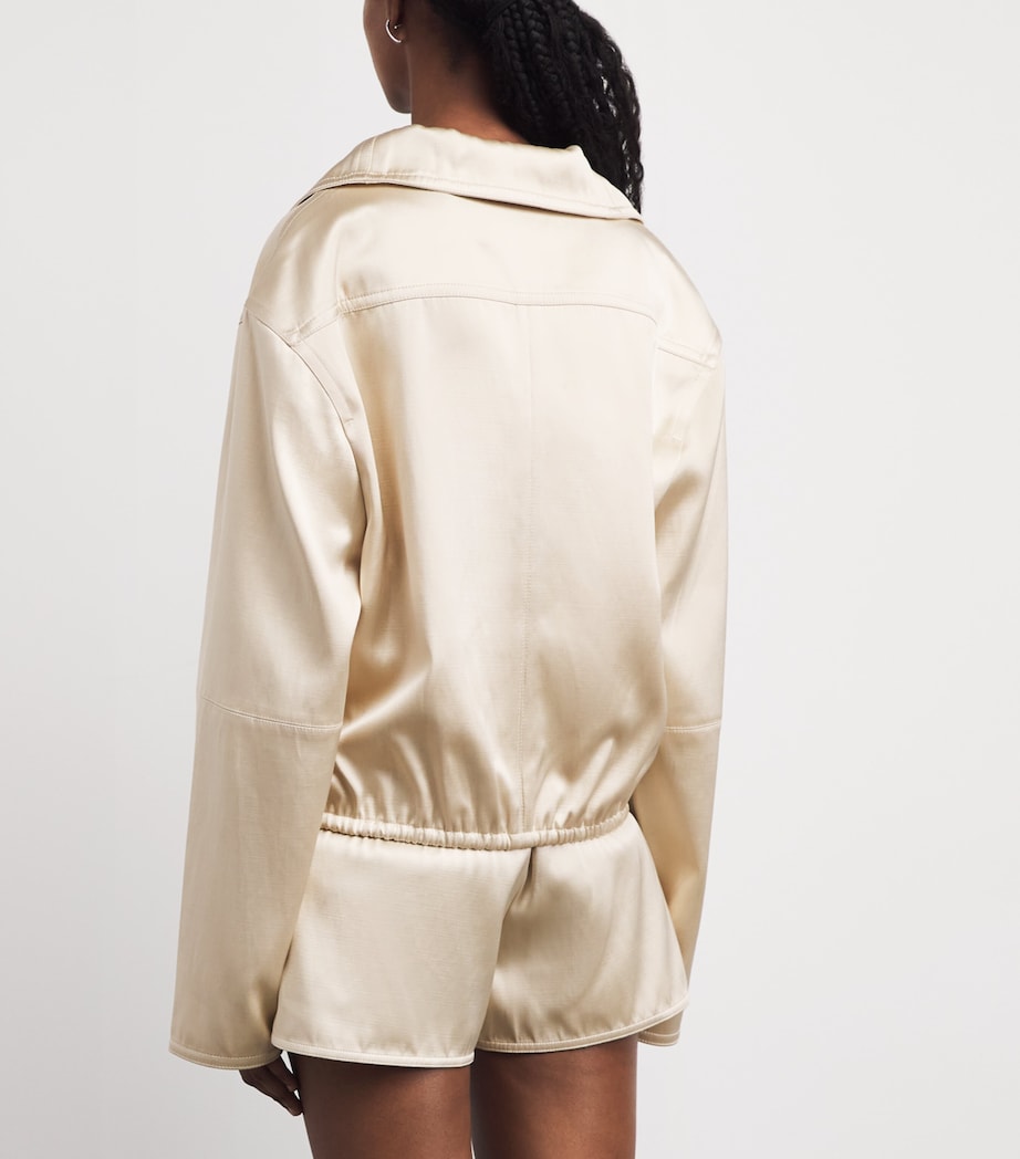 Nanushka Womens Satin Alonza Bomber Jacket Creme Image 5