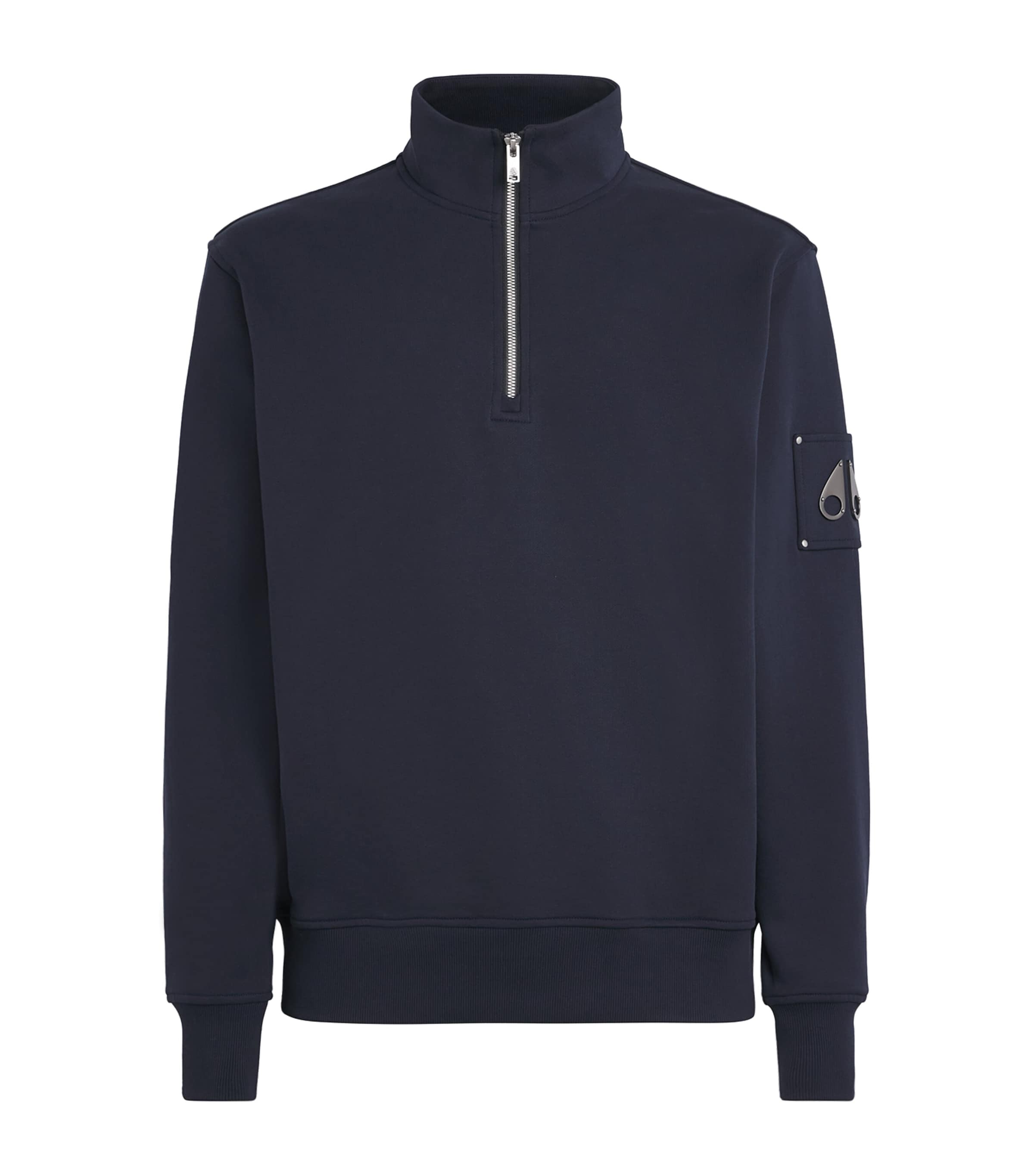Moose Knuckles Cotton Hartsfield Quarter-zip Sweatshirt In Black