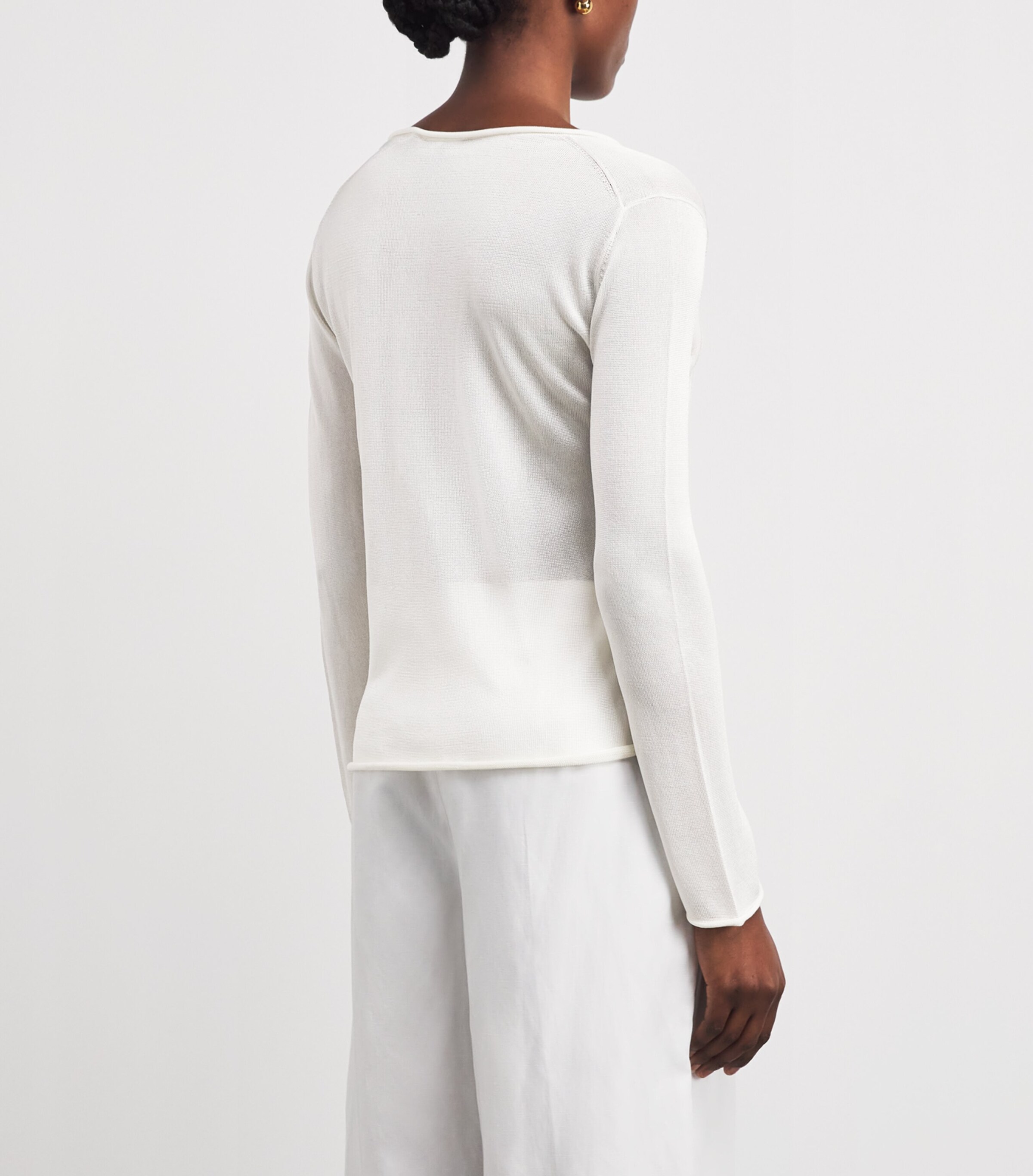 Theory Womens Sheer Jersey V-Neck Cardigan Ivory Image 5
