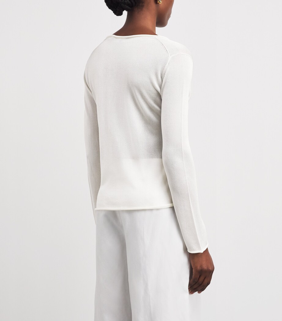 Theory Womens Sheer Jersey V-Neck Cardigan Ivory Image 5