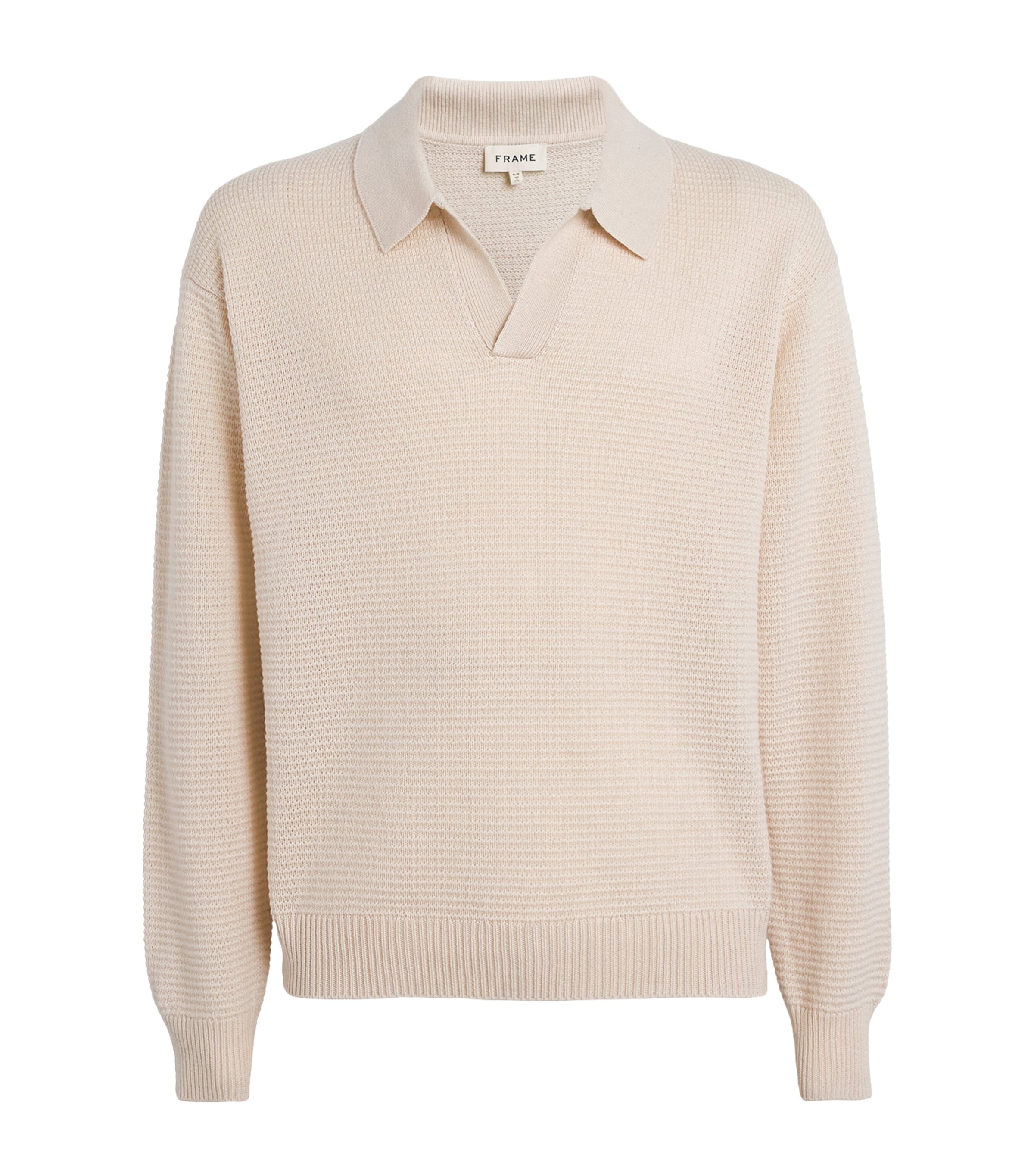 Frame Wool-silk Open Collar Sweatshirt In White