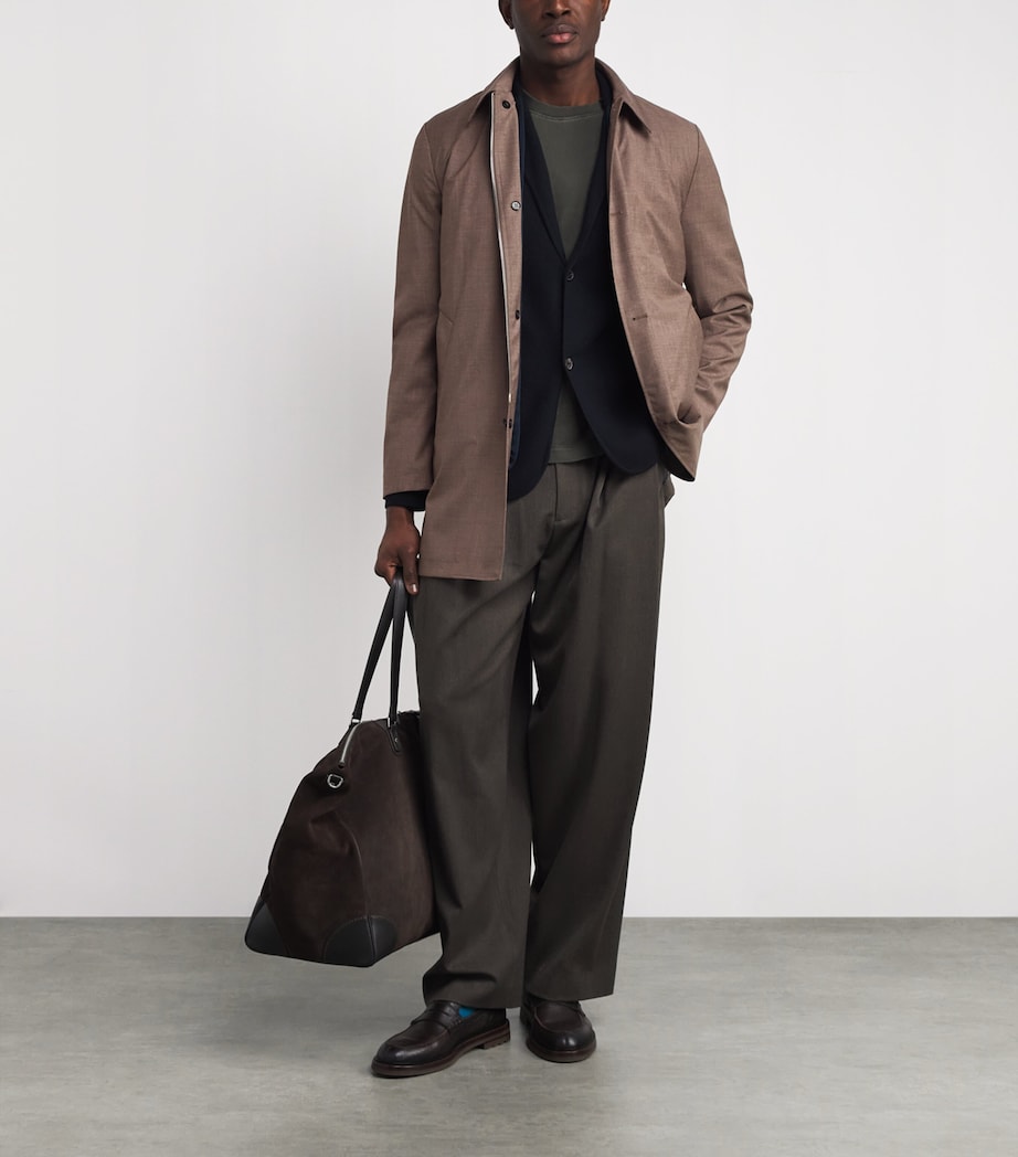 Wool Gilet-Lined Mac Coat BROWN-65 Image 2