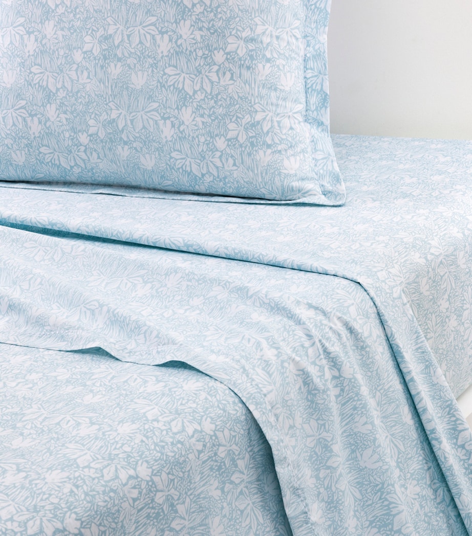 Yves Delorme Capri Aqua Super King Flat Sheet (270cm x 295cm) Aqua Image 2