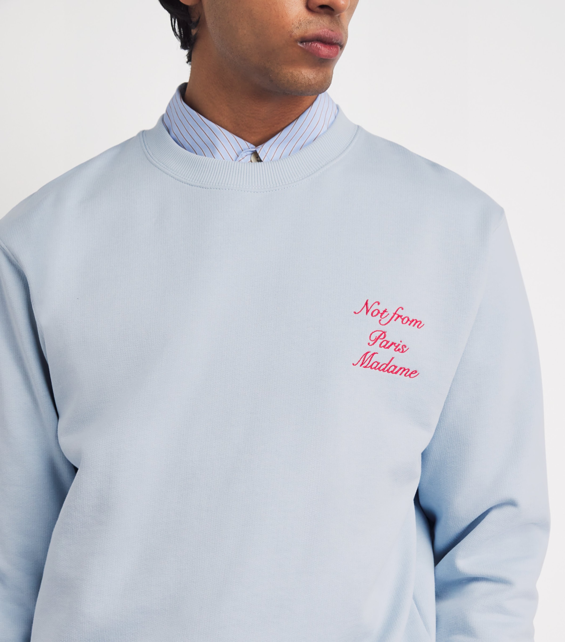 Drôle De Monsieur Mens Cotton Slogan Sweatshirt Light Blue Image 3