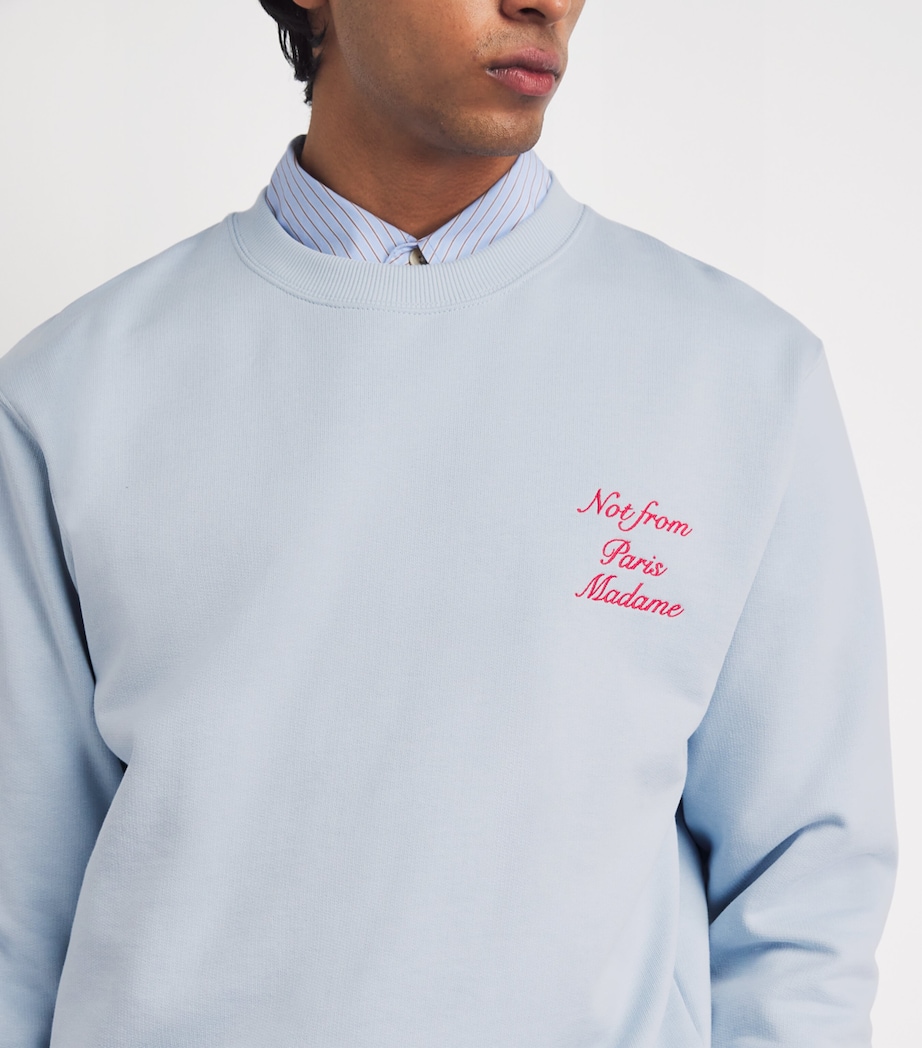 Drôle De Monsieur Mens Cotton Slogan Sweatshirt Light Blue Image 3