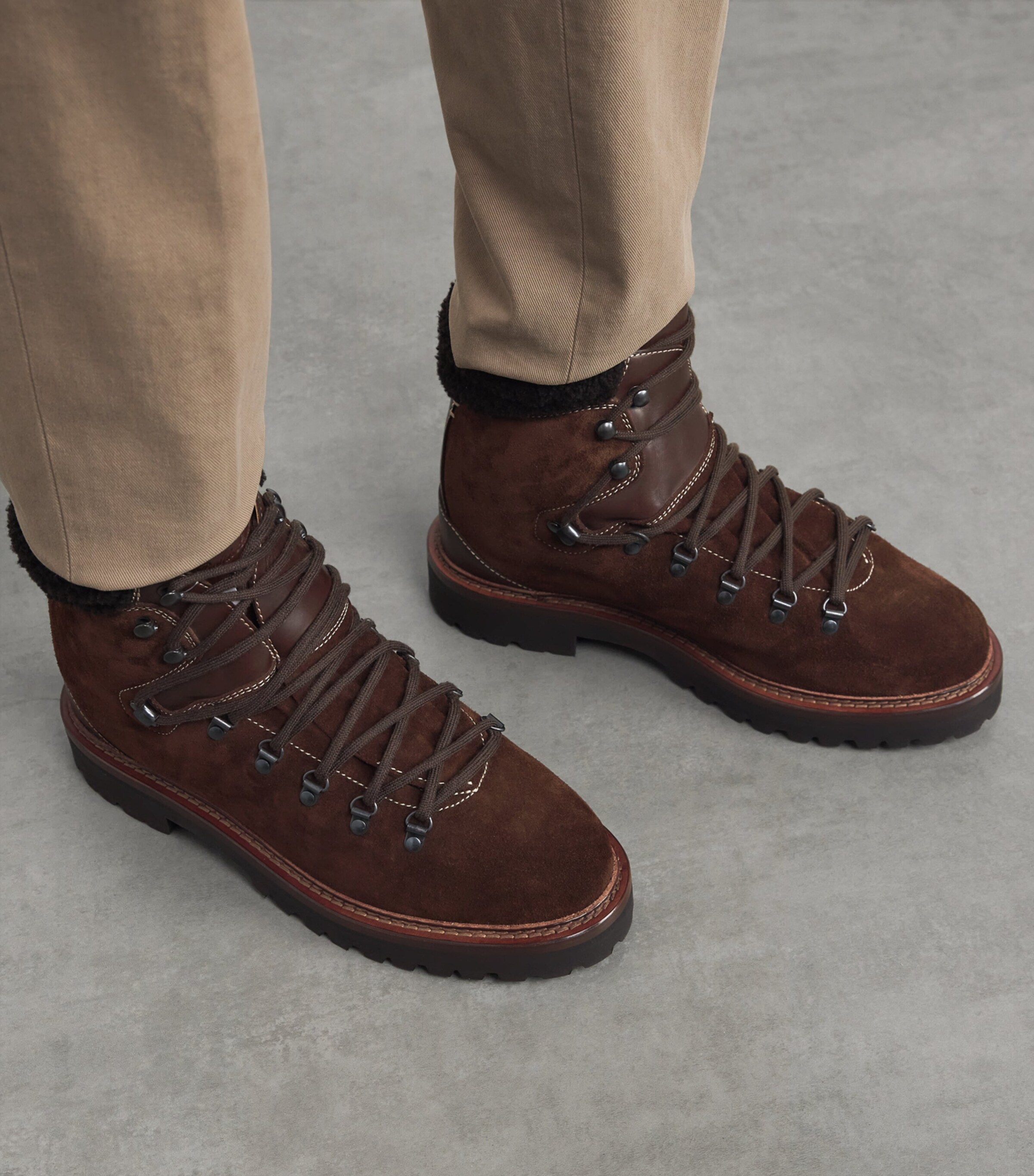 Ralph Lauren Purple Label Suede Halpin Lace-Up Boots Luggage Brown Image 2