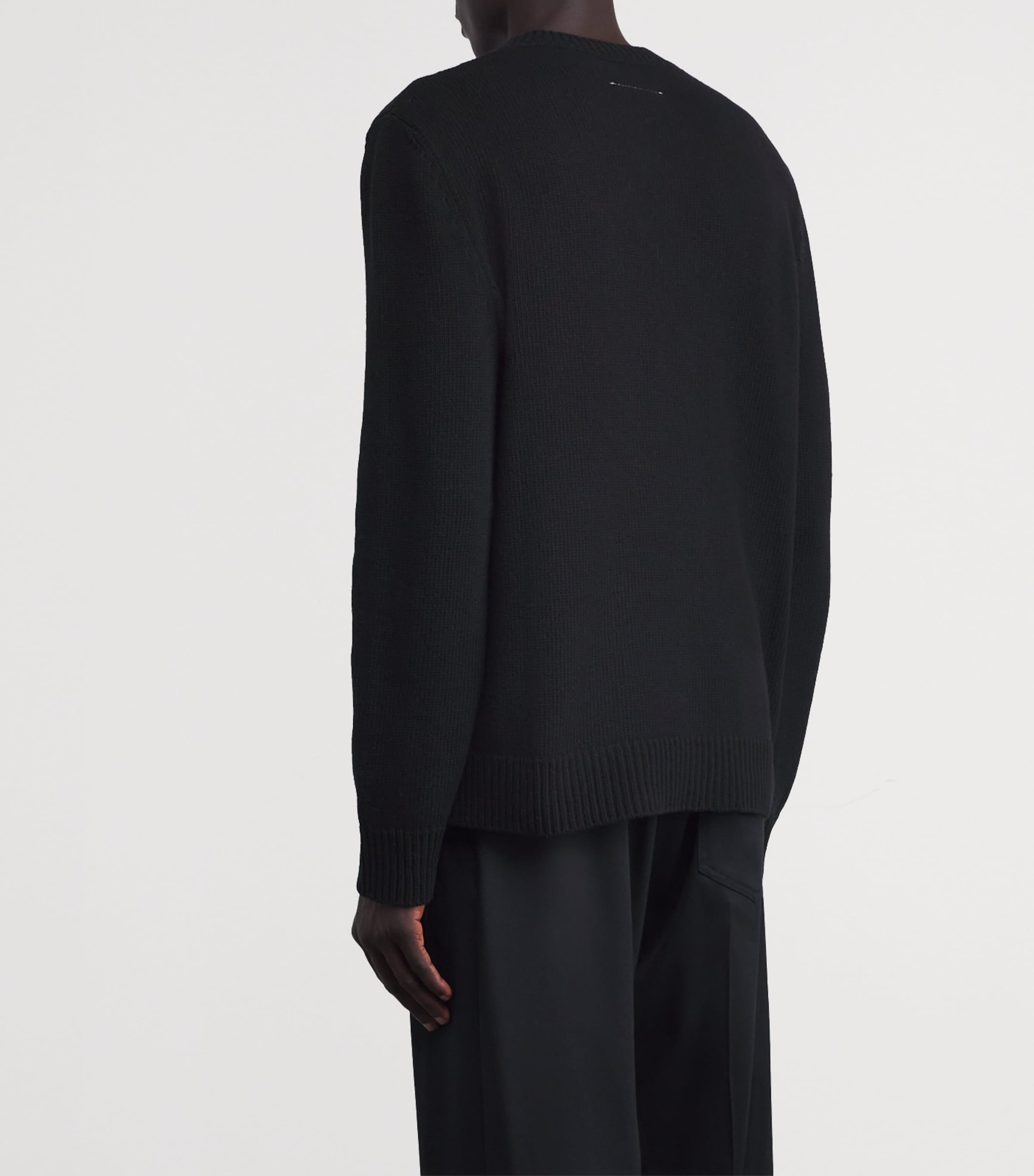 MM6 Maison Margiela Mens Wool-Blend Cable Knit Sweater Black Image 4
