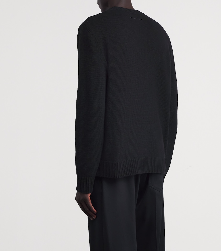 MM6 Maison Margiela Mens Wool-Blend Cable Knit Sweater Black Image 4