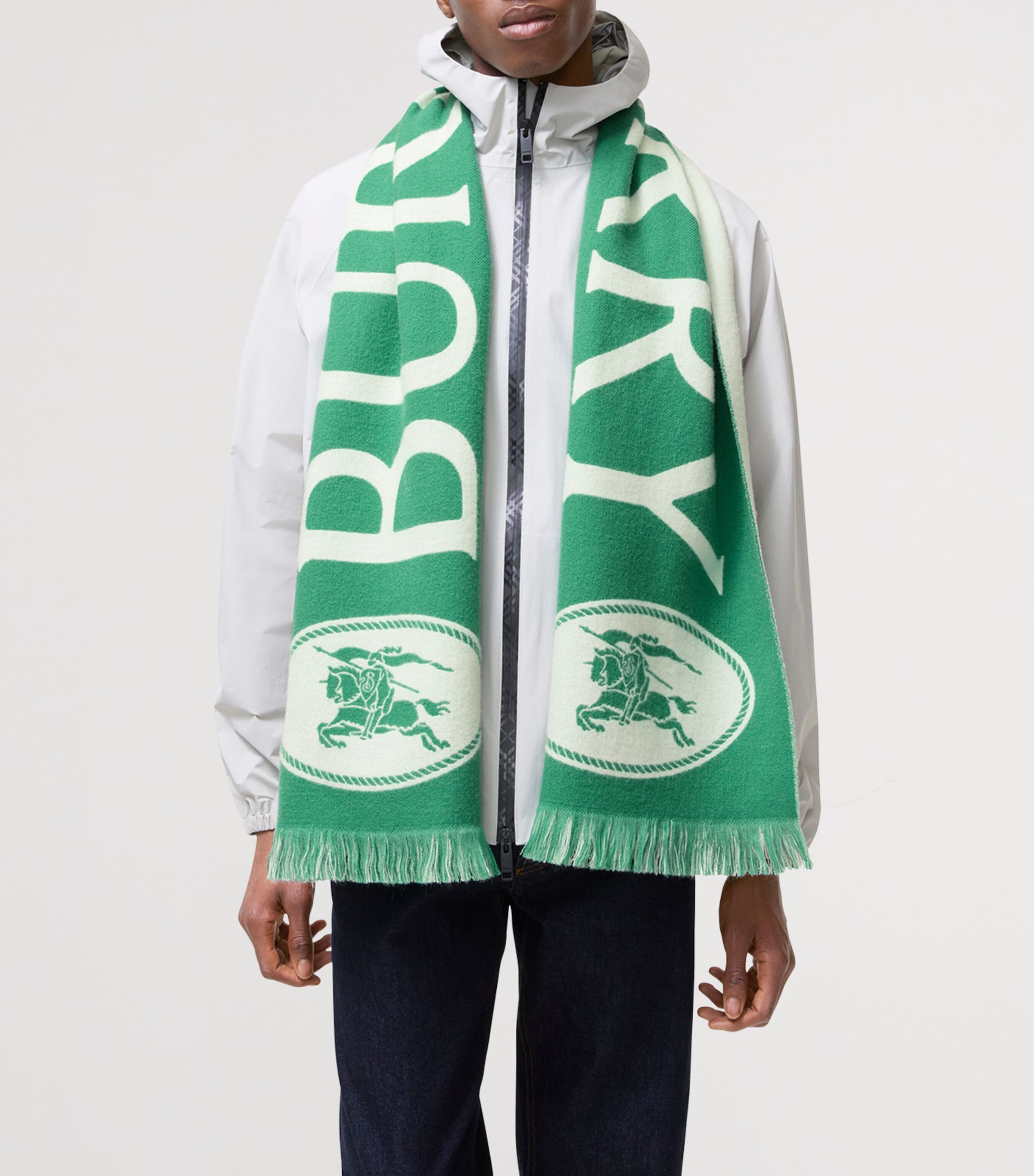 Burberry Wool Logo Scarf Tennis Green Image 4