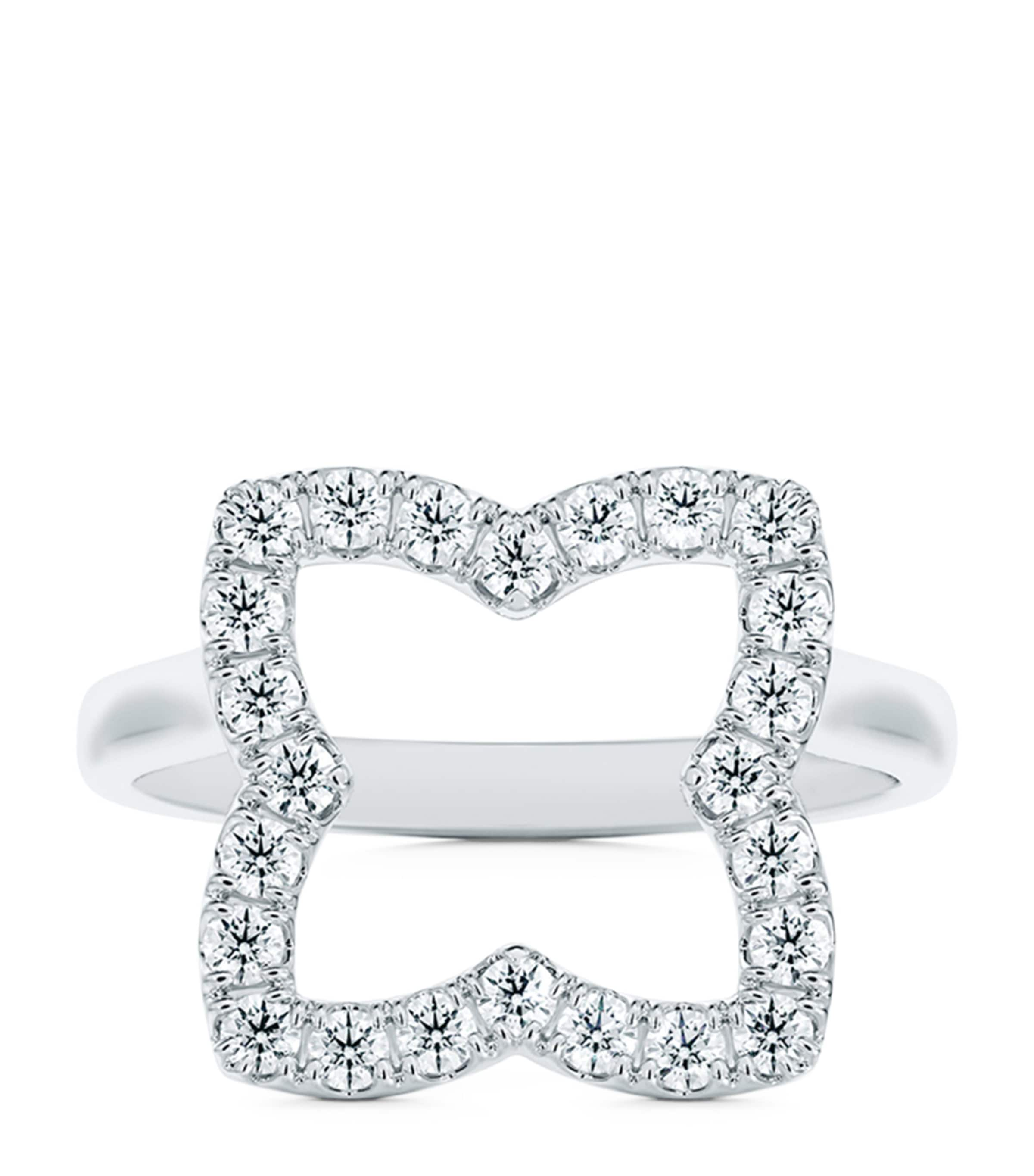 Shop De Beers Platinum And Diamond Enchanted Lotus Crown Ring In Silver