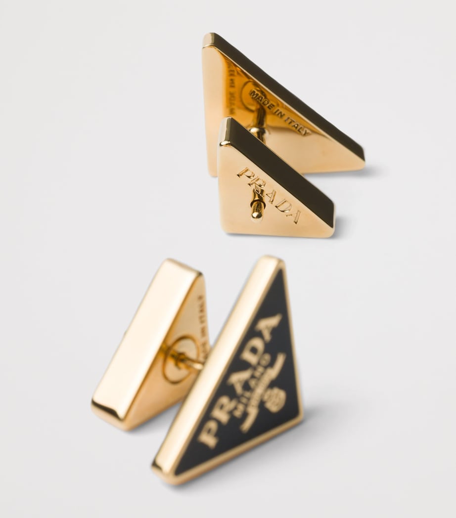 Enamel Triangle Logo Earrings F019F Image 3