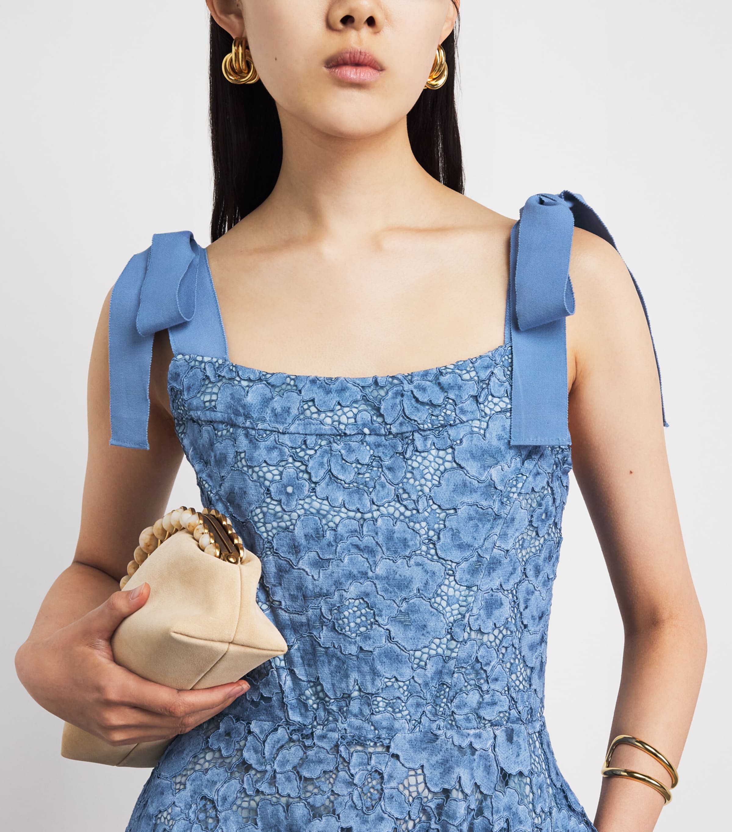Alice+Olivia Womens Lace Rosalee Midi Dress Indigo Image 3