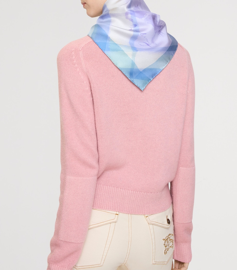 Burberry Silk Watercolour Check Scarf Lilac Purple Image 4