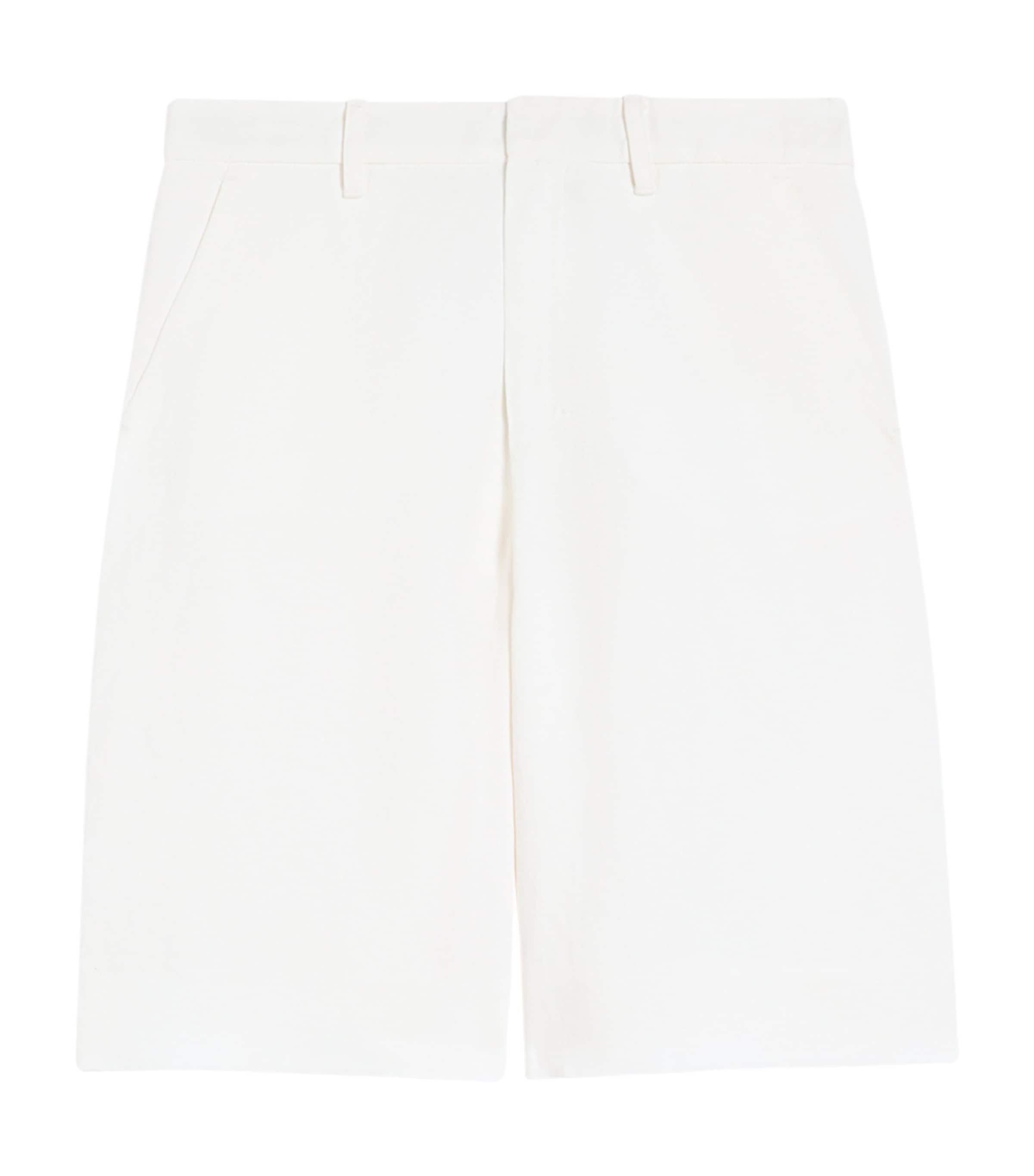 Max Mara Cotton-Linen Sole Bermuda Shorts White